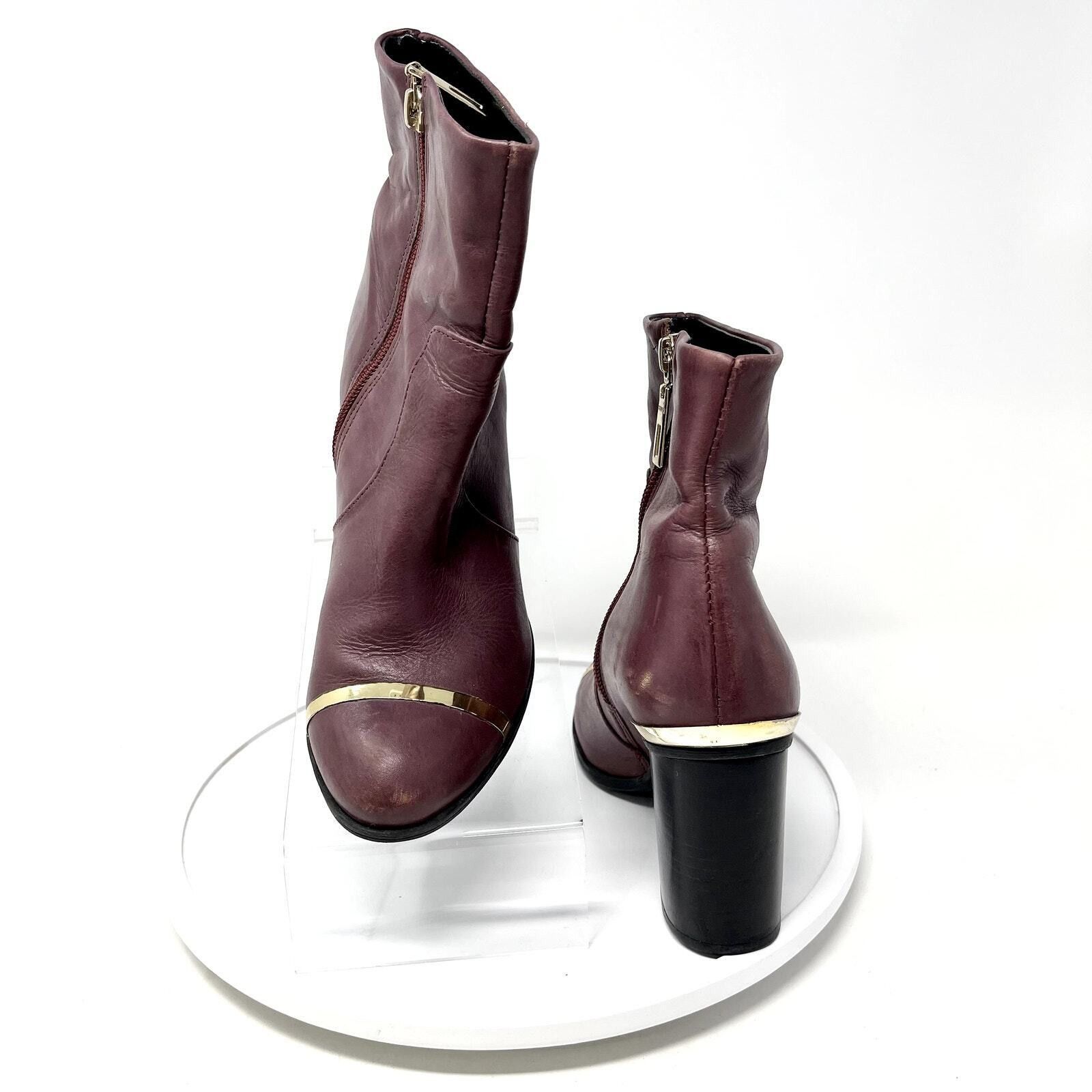SCHUTZ Schultz 6 Caelainn Cabernet Purple Leather Designer Mid Heel Size US 6 / IT 36 - 5 Thumbnail
