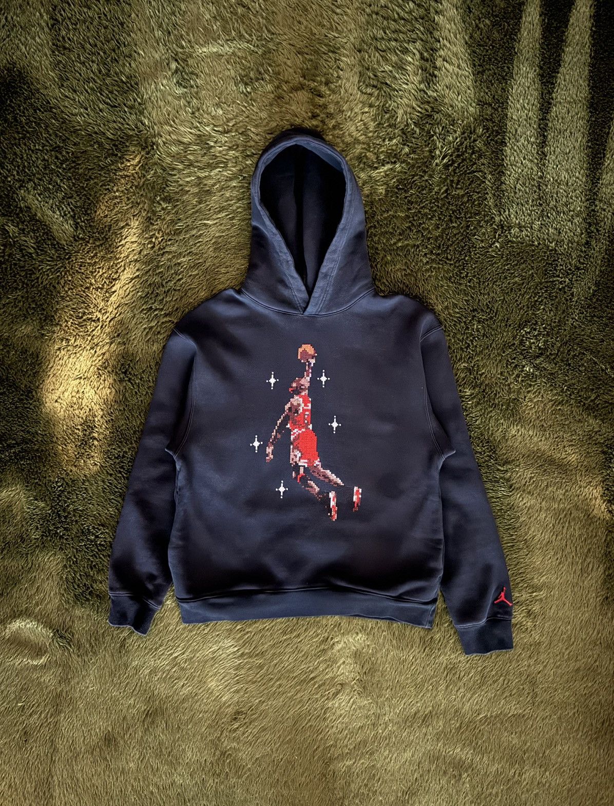 Japanese Brand [M] Jordan Essentials Pixel Embroidered Fleece Hoodie Black Size US XL / EU 56 / 4 - 1 Thumbnail