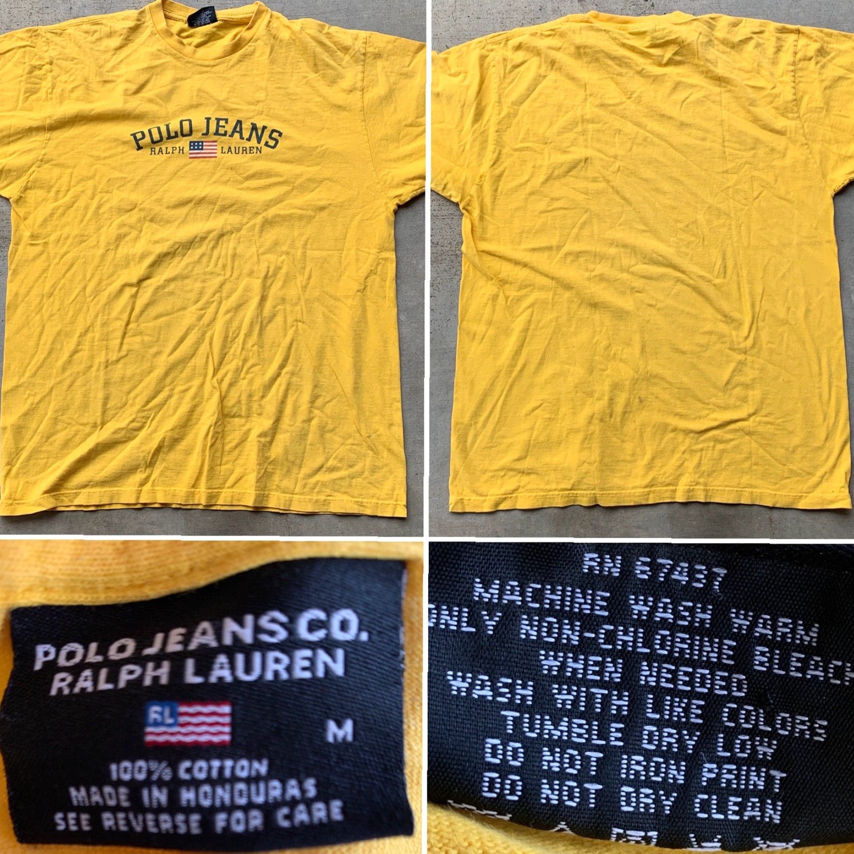 Ralph Lauren VINTAGE Ralph Lauren Polo Jeans Spell Out USA Flag T Shirt Yellow M Mens Graphic Tee 90s 2000s Size US M / EU 48-50 / 2 - 6 Thumbnail