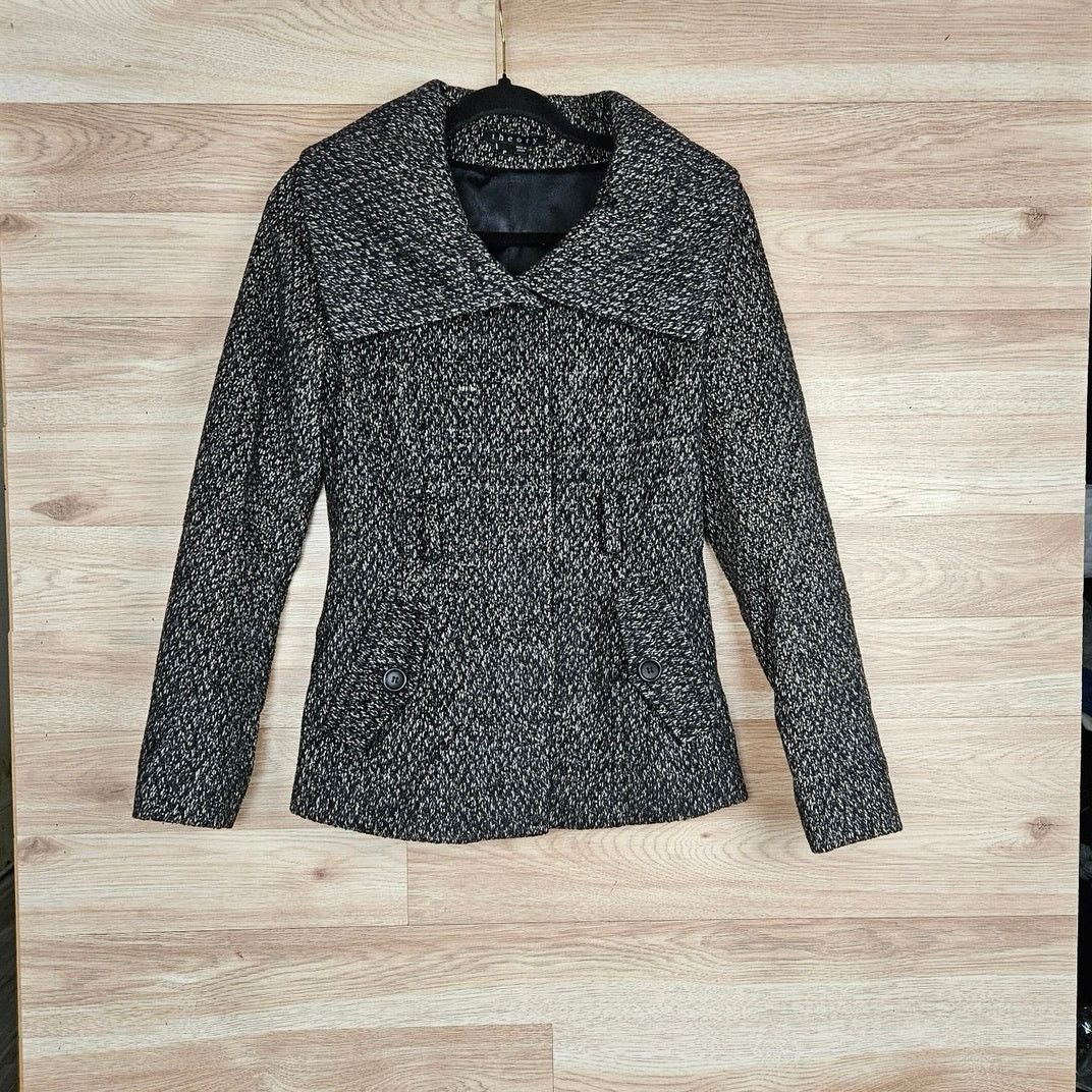 Theory Theory Wool Silk Angora Blend Black White Coat Size P XS/S Size XS / US 0-2 / IT 36-38 - 1 Thumbnail