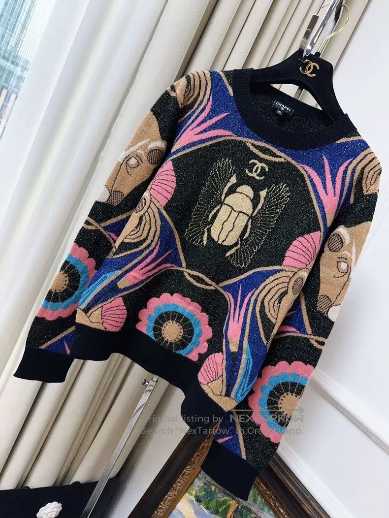Chanel Chanel 19A Egypt Series Black Pink Beetle Pattern Cashmere Size S / US 4 / IT 40 - 1 Thumbnail