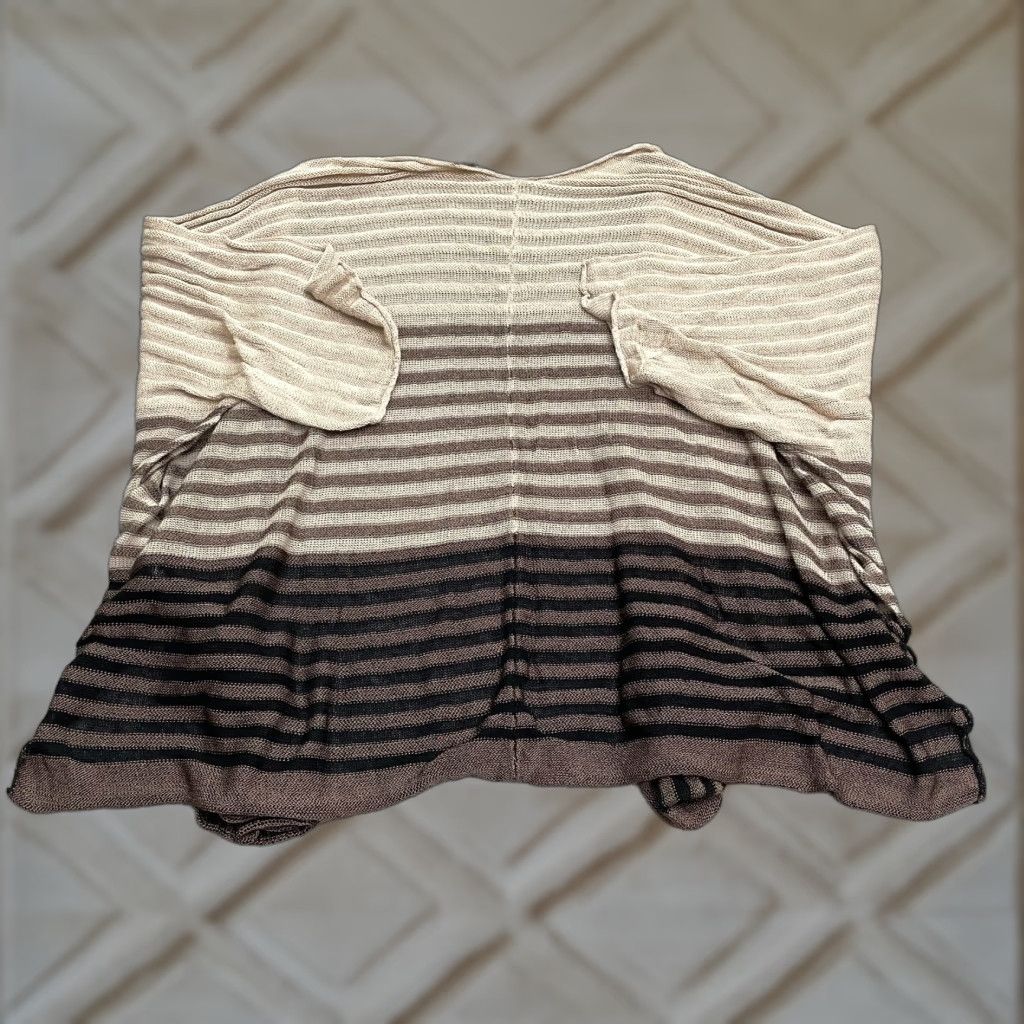 J. Jill J.Jill Cardigan Womens XL Brown Striped Ombre Short Sleeve Sweater Linen Blend Size XL / US 12-14 / IT 48-50 - 1 Thumbnail