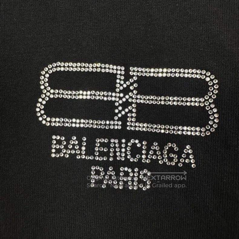 Balenciaga Balenciaga Black Crystal Double B Buckle Logo Short Sleeve Size US XXS / EU 40 - 6 Thumbnail
