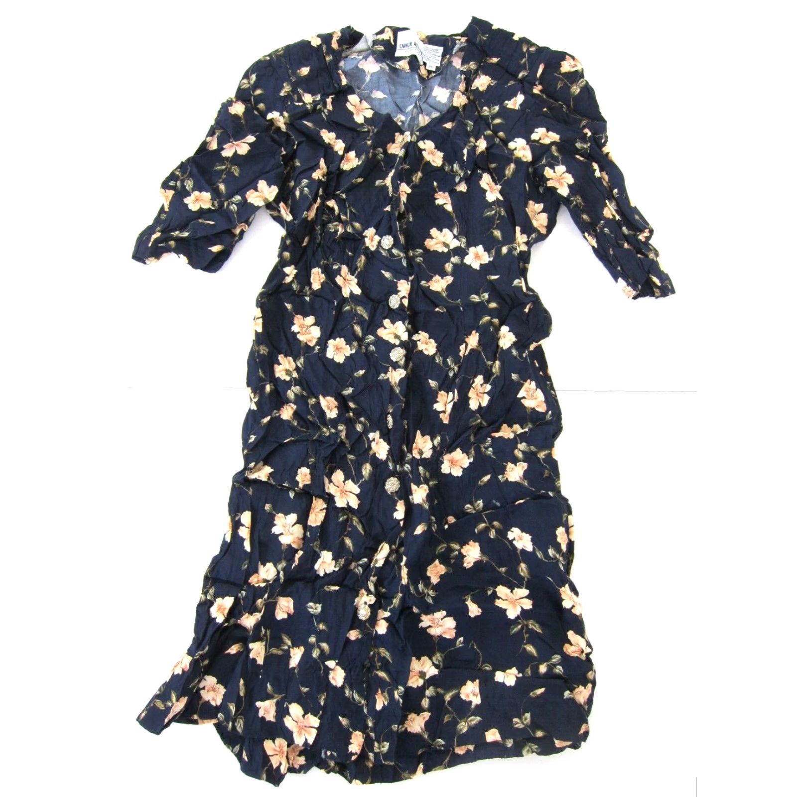 Vintage VINTAGE Vtg Caroline Wells II 100% Rayon Blue Pink Button Down Short Sleeve Dress Large Size 36" / US 14 / IT 50 - 2 Thumbnail
