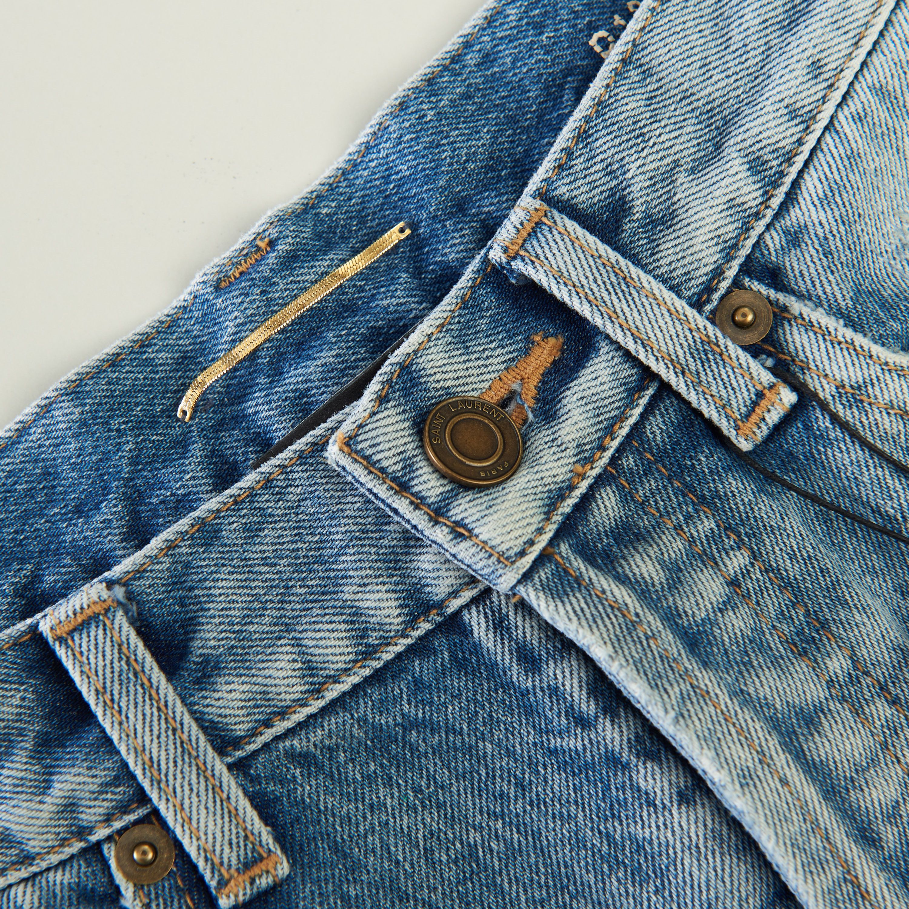 Saint Laurent Paris YSL High Waist - Slim Fit Jeans In Santa Monica Blue Denim Size 29" - 11 Thumbnail