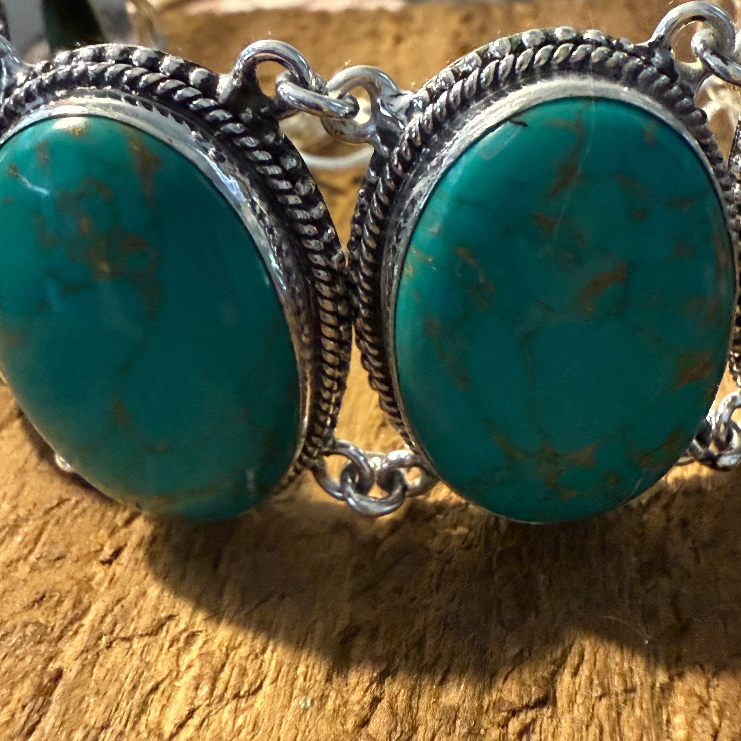Other Copper Turquoise Sterling Silver Link Bracelet Gift Box Size ONE SIZE - 4 Thumbnail