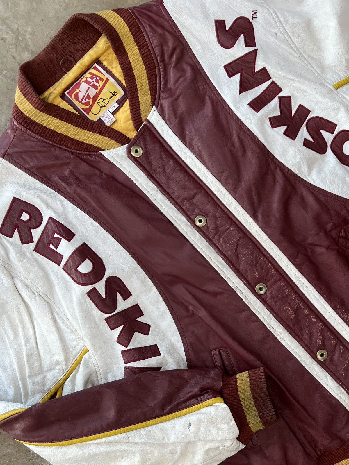 NFL × Vintage Vintage 80s 90s NFL Redskins Leather Sports Jacket 2XL Size US XXL / EU 58 / 5 - 4 Thumbnail