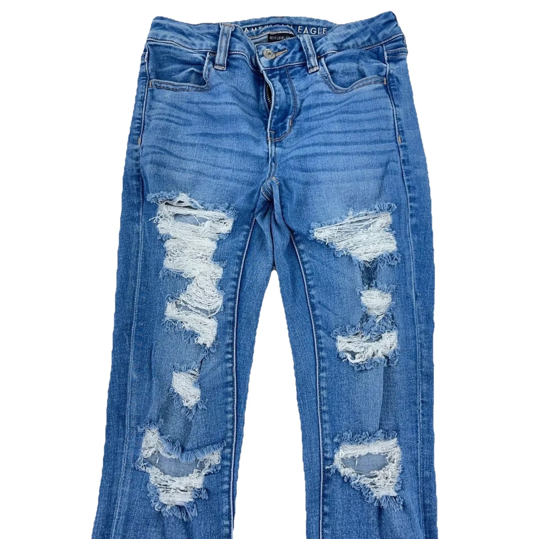 American Eagle Outfitters American Eagle Jegging Jeans Women 4 Medium Blue Distressed 5-Pocket Stretch Pants Size 27" / US 4 / IT 40 - 3 Thumbnail