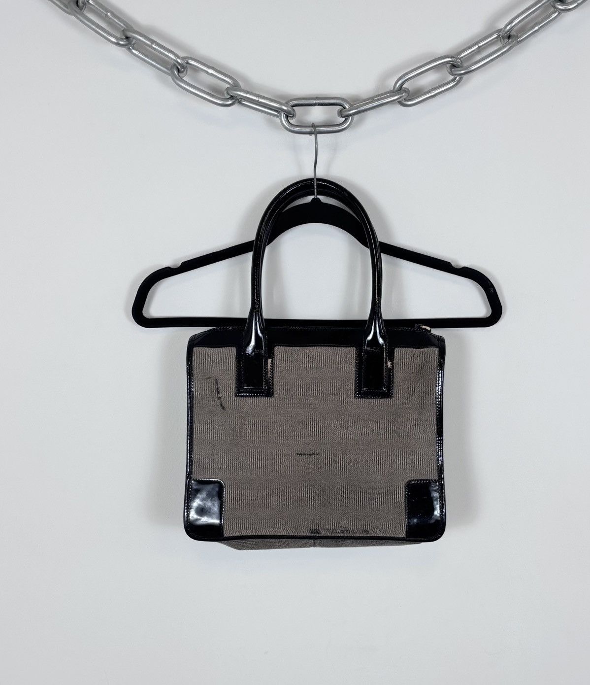 Gucci Gucci Canvas Patent Leather Gray Black Shoulder Handle Bag Size ONE SIZE - 17 Thumbnail