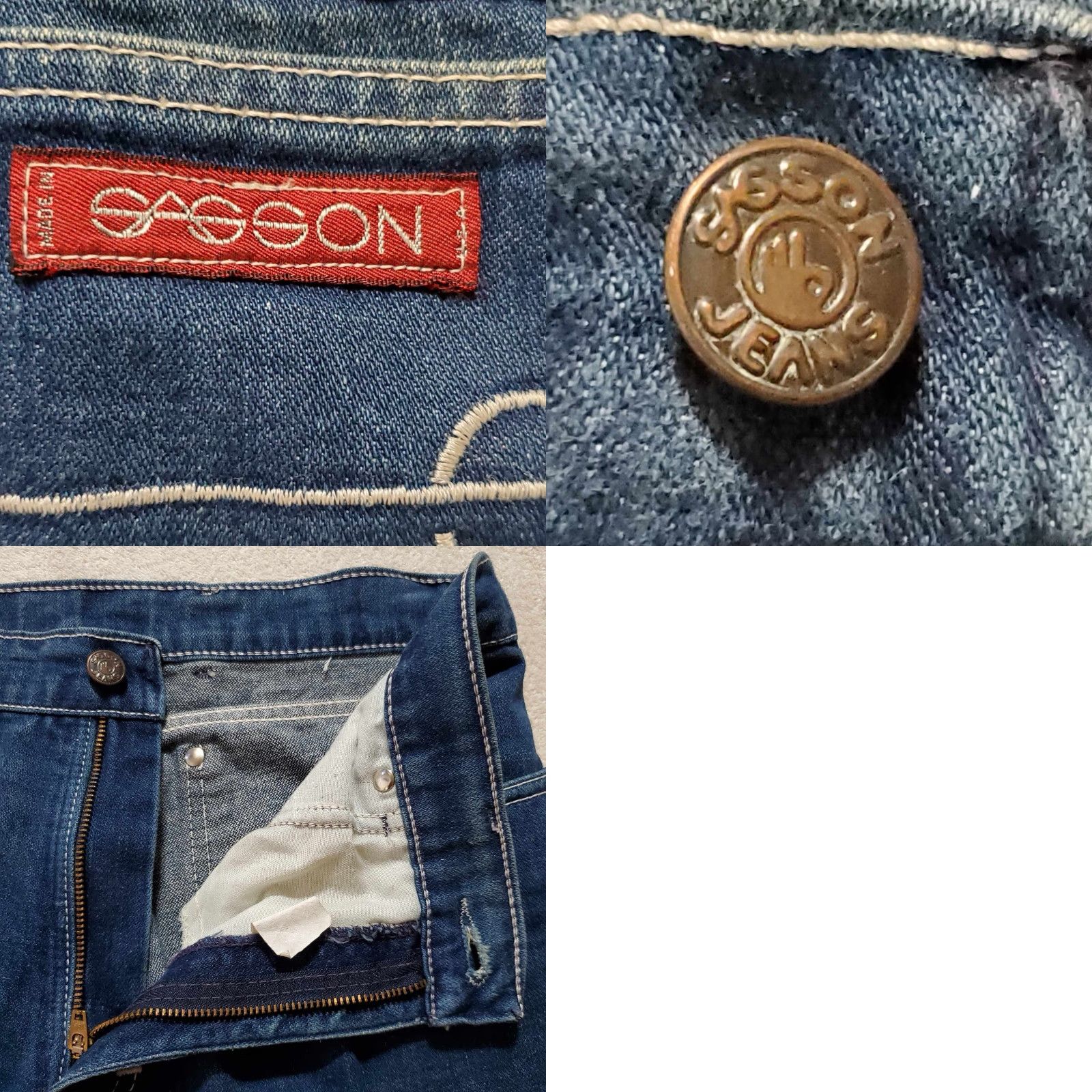 Vintage Sasson Jeans 32 x 29 VTG 90s Streetwear Hip Hop Mens Jeans Blue Cotton Relaxed Tapered Regular Inseam 29 Pockets Grunge Retro Size US 32 / EU 48 - 8 Thumbnail