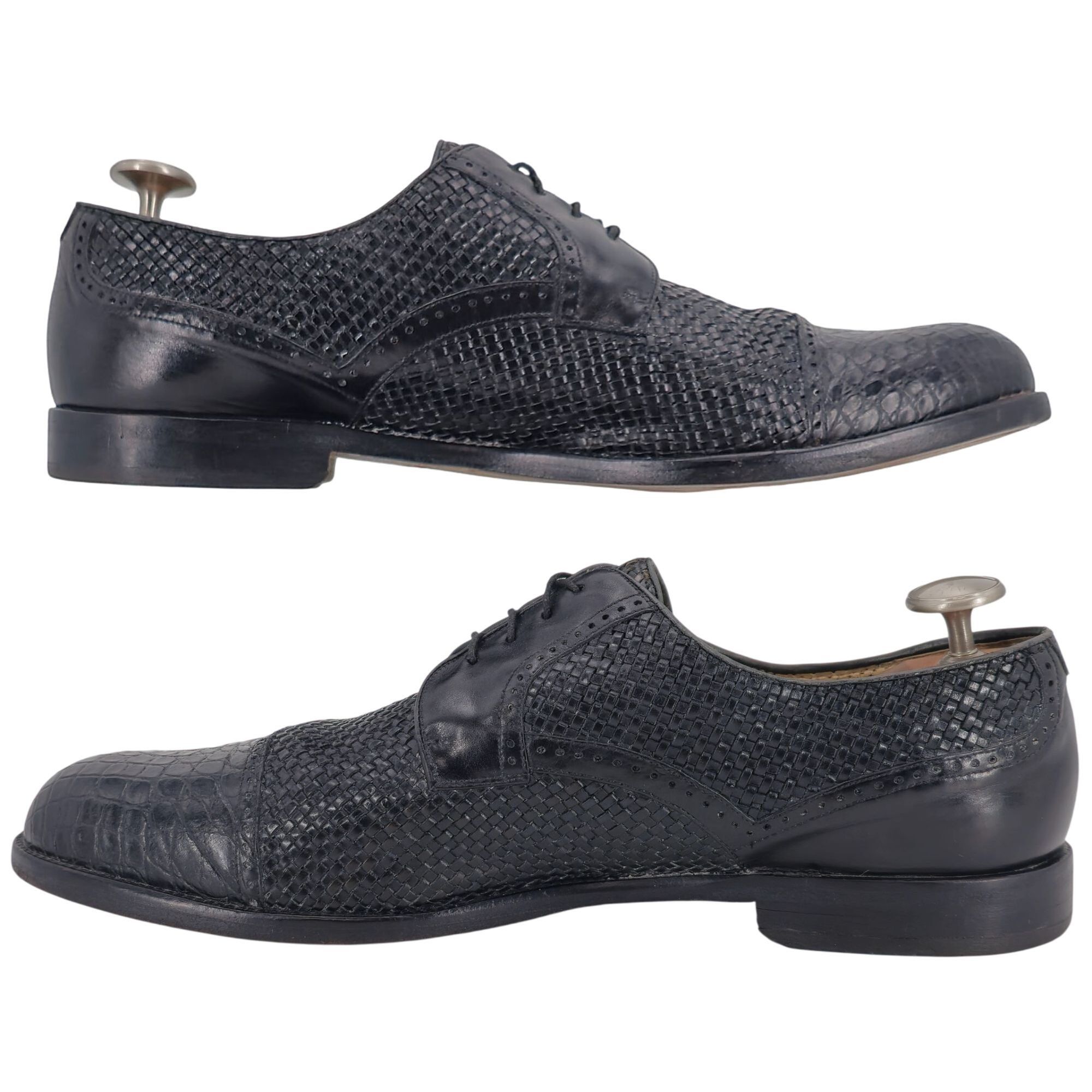 Mezlan Vintage Mezlan Mens 15M Black Exotic Crocodile Woven Leather Size US 15 / EU 48 - 8 Thumbnail