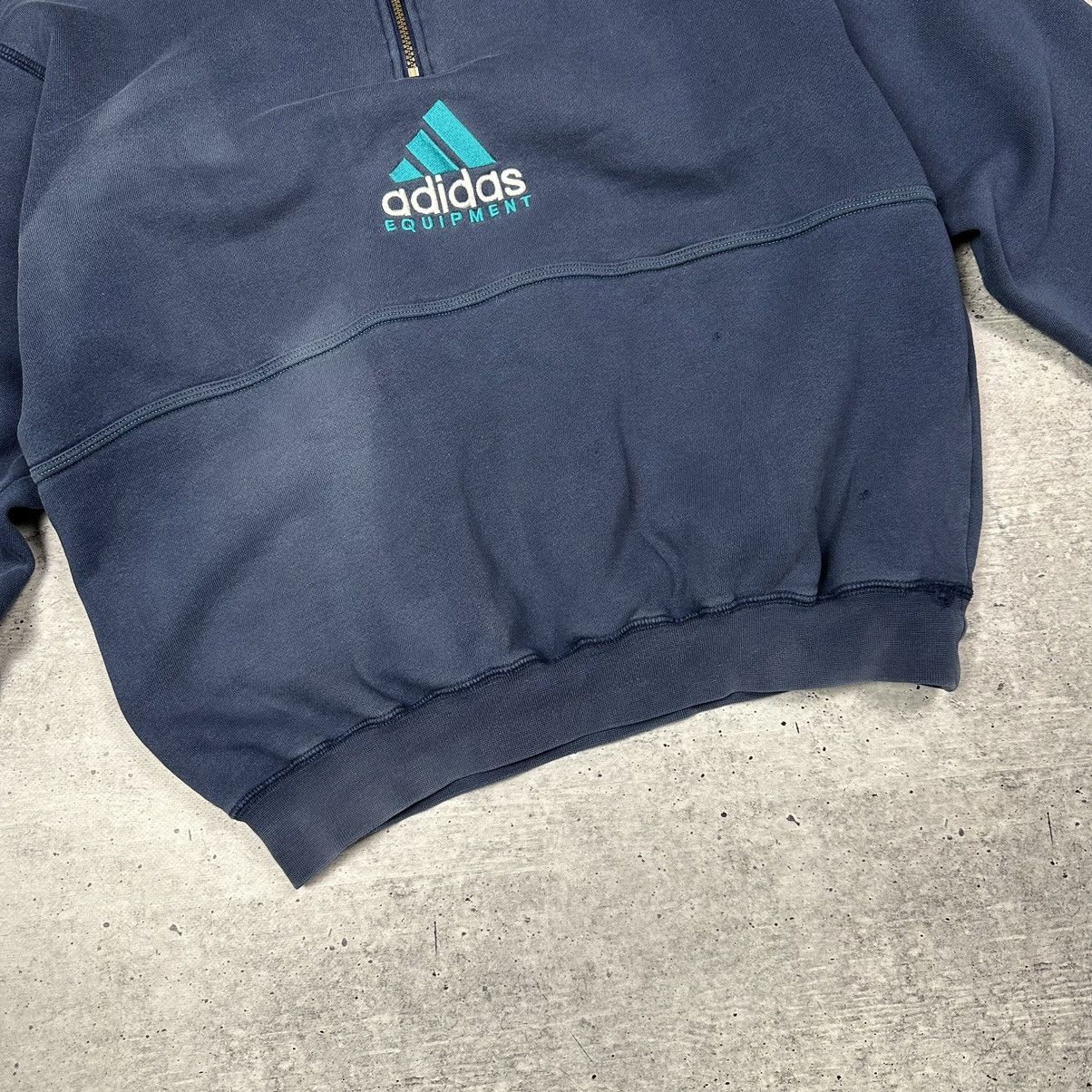 Adidas × Vintage Vintage 90s Adidas Equipment 1/4 Zip Sweatshirt Blue Size US M / EU 48-50 / 2 - 3 Thumbnail