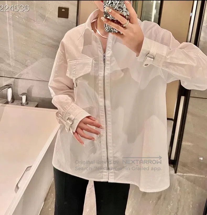Hermes Hermes White pocket loop cotton lapel zip-up long-sleeve s Size XS / US 0-2 / IT 36-38 - 8 Thumbnail