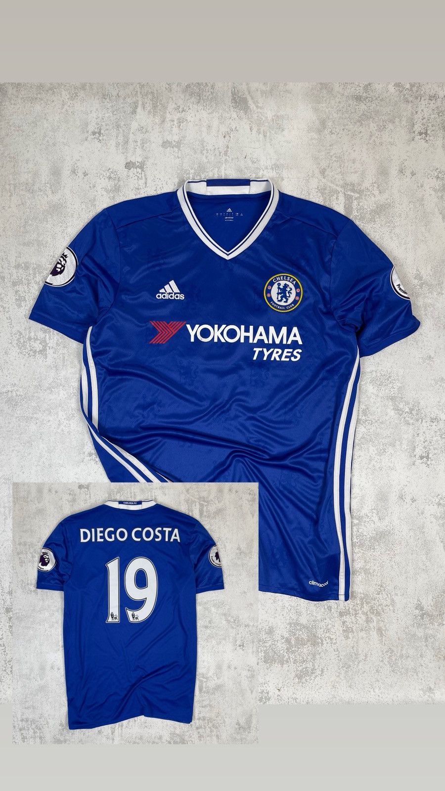 Adidas 2016/17 Chelsea Home Jersey Diego Costa #19 Climacool Tech Size US L / EU 52-54 / 3 - 2 Thumbnail