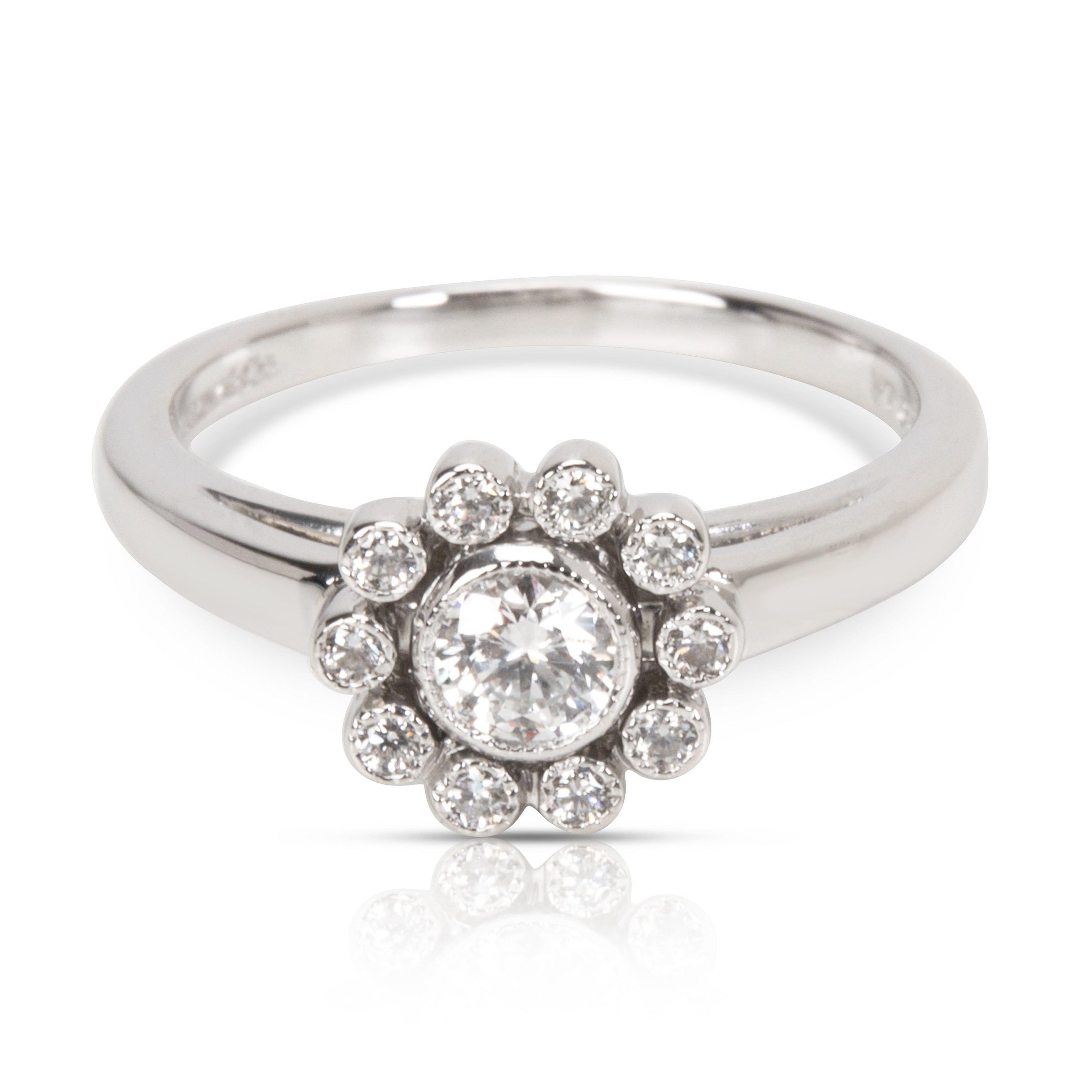 image of Tiffany Co Tiffany & Co. Enchant Diamond Flower Ring In Platinum, 0.35 Ctw in Silver, Women's
