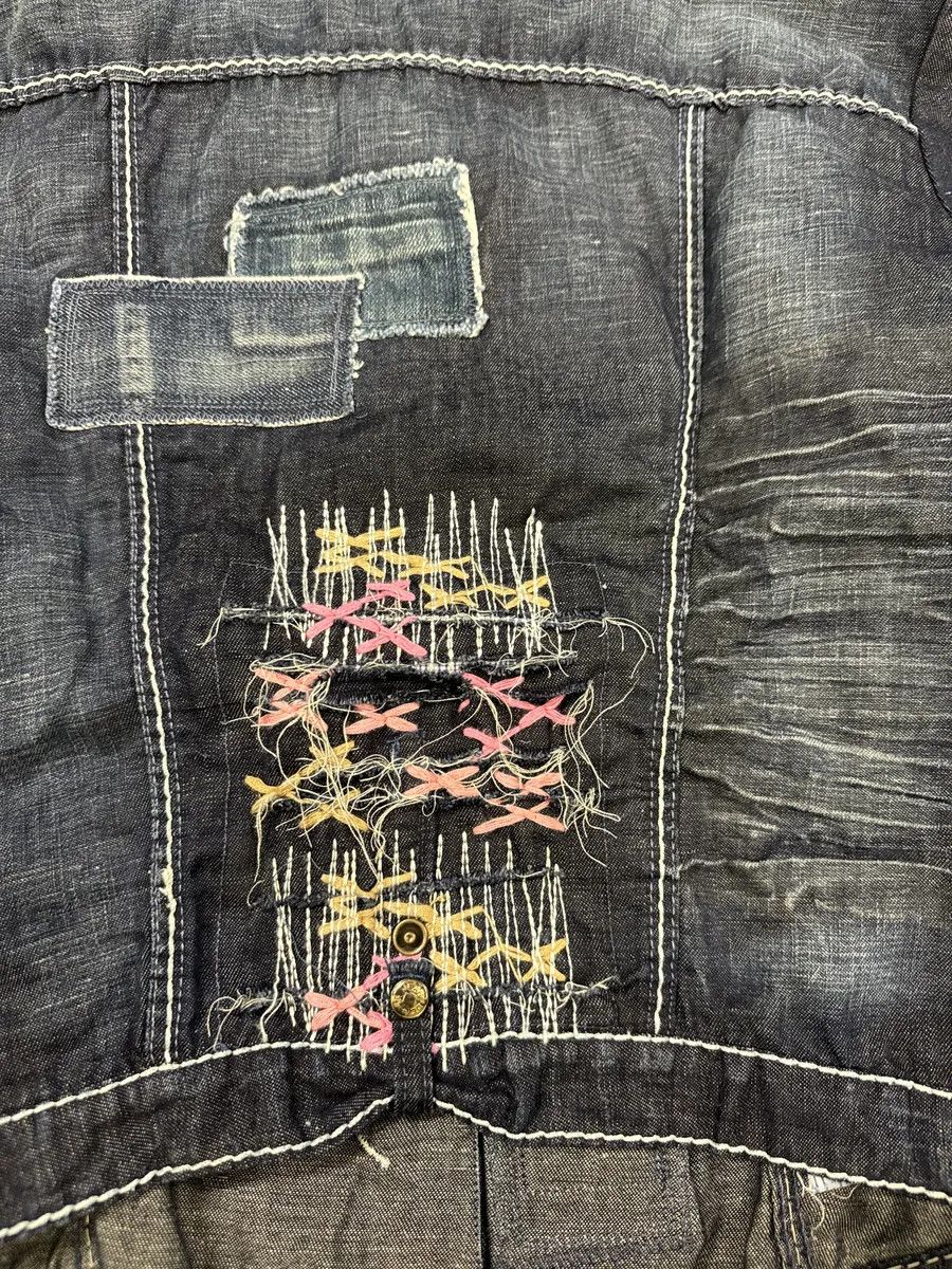 Marithe + Francois Girbaud 2000s Marithé + François Girbaud Navy Denim Distressed Jacket Size M / US 6-8 / IT 42-44 - 11 Thumbnail