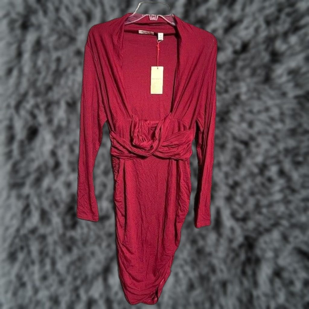 Vintage Ripe Maternity Cross Your Heart Harper Nursing Dress XL V-Neck Midi Knit Jersey Red Womens Size XL / US 12-14 / IT 48-50 - 1 Thumbnail