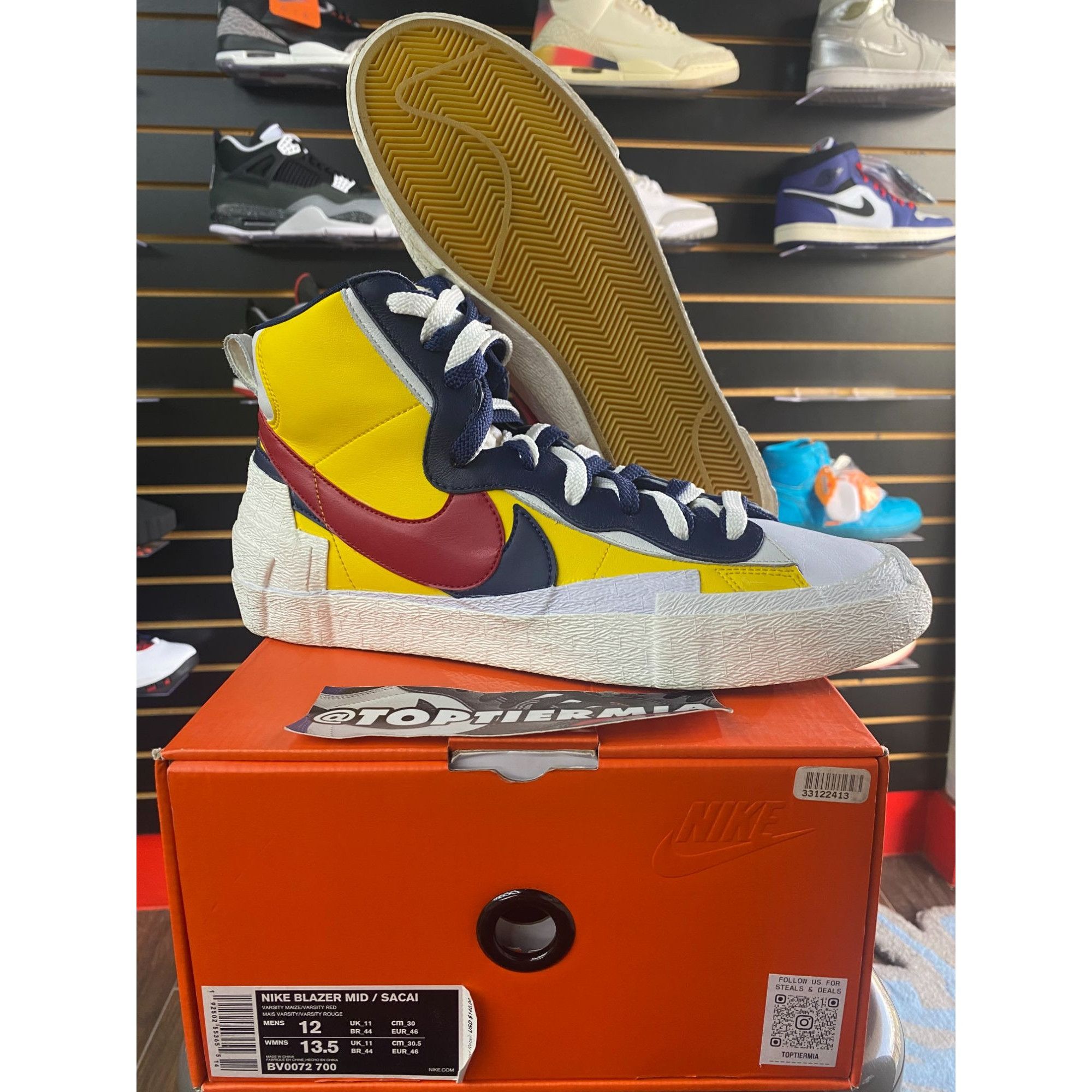 Nike NIKE BLAZER MID SACAI MAIZE NAVY SZ 12 Size US 12 / EU 45 - 1 Thumbnail
