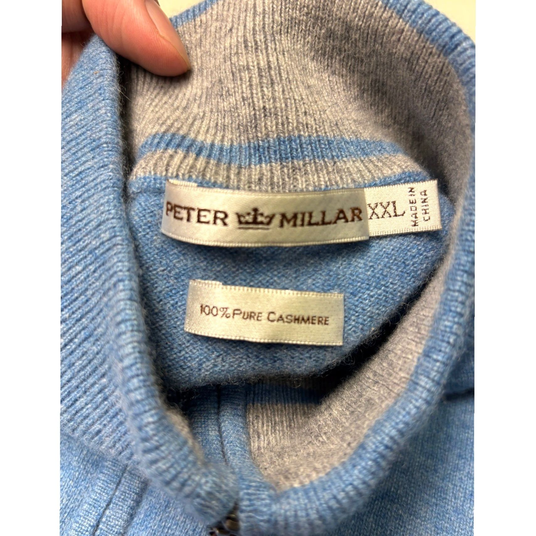 Peter Millar Peter Millar Mens 2XL Blue 100% Cashmere 1/4 Zip Sweater Size US XXL / EU 58 / 5 - 2 Thumbnail