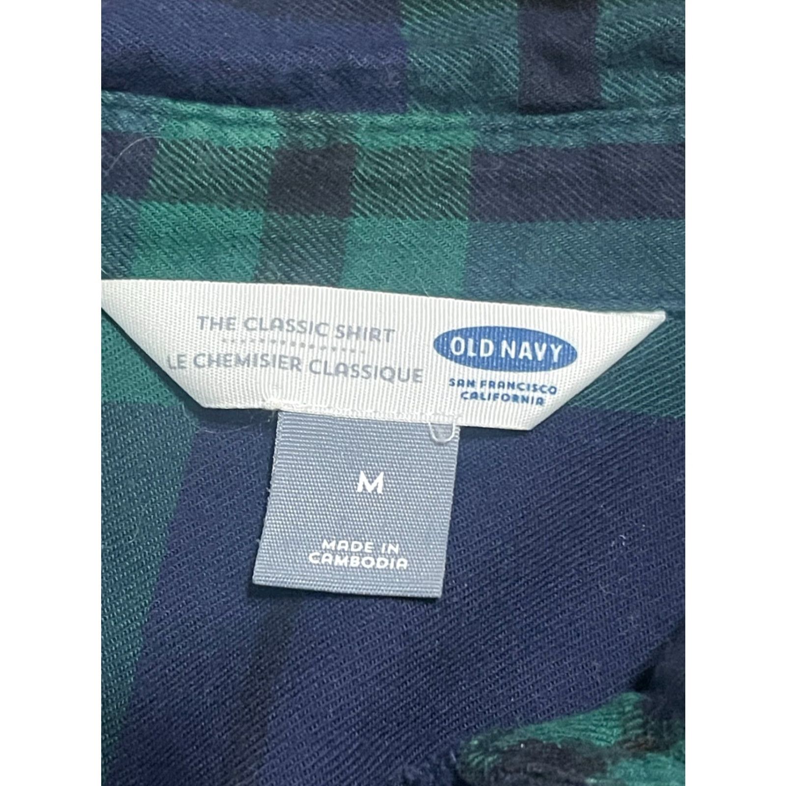 Old Navy Old Navy Shirt Women’s Medium Blue Green Plaid Button Up The Classic Shirt, Casual, Long Sleeve, Collared, Regular Fit, Free Return, 60s? Size M / US 6-8 / IT 42-44 - 7 Thumbnail
