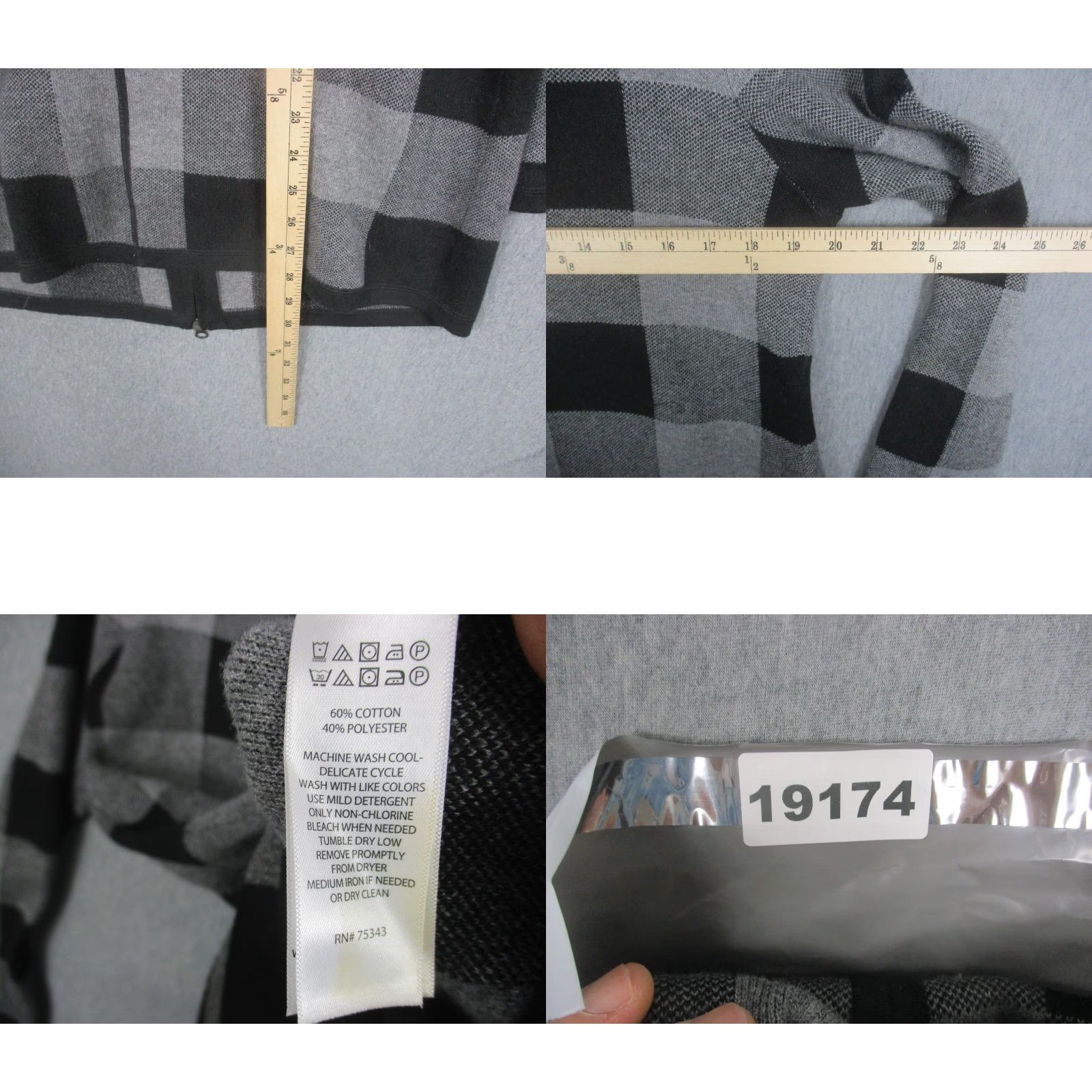 Vintage VINTAGE Adrienne Vittadini Sweater Womens Large Gray Plaid Full Zip Mock Neck Size L / US 10 / IT 46 - 8 Thumbnail