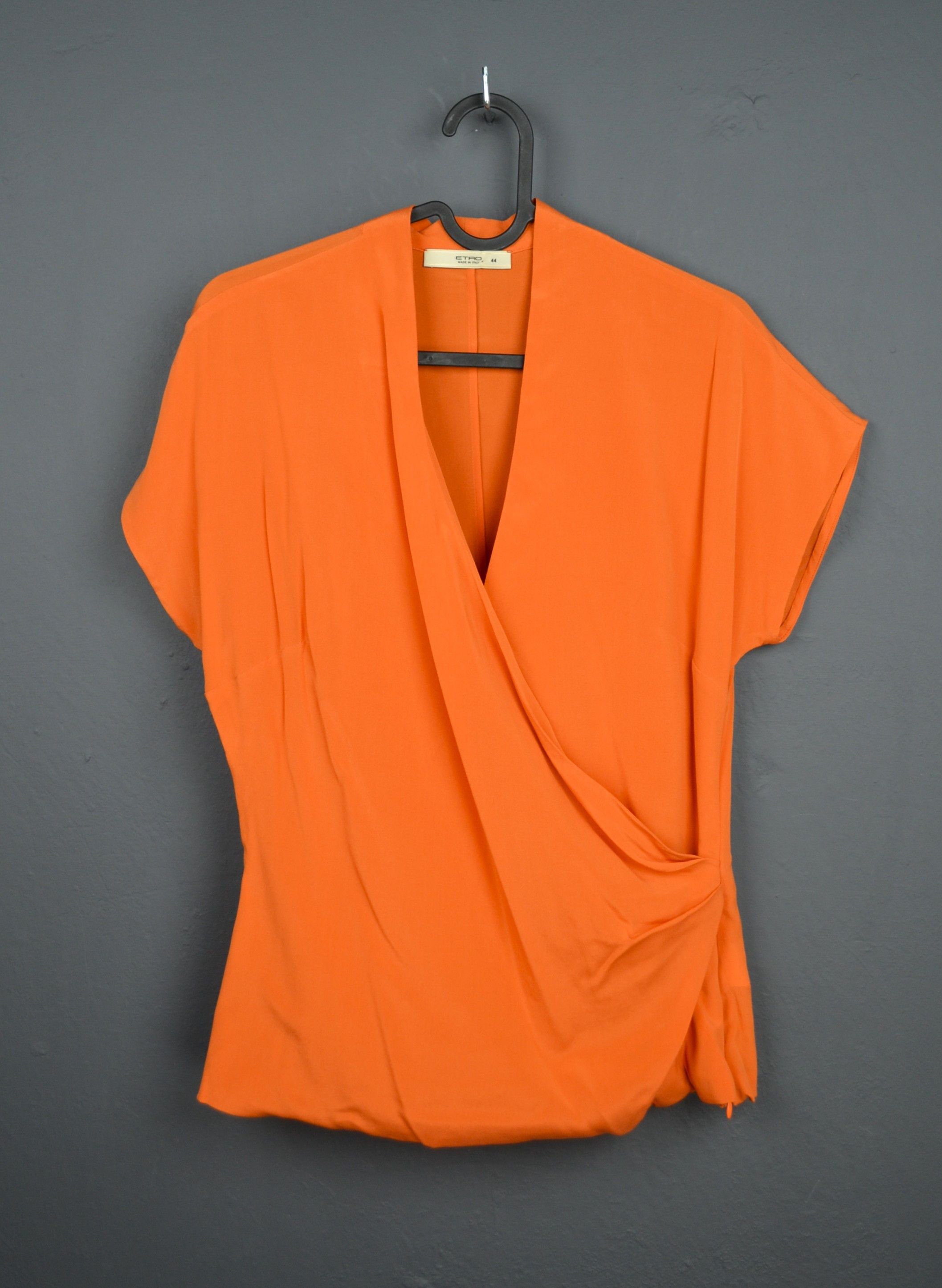 Etro Silk Robe Blouse 44 Italy Orange Top