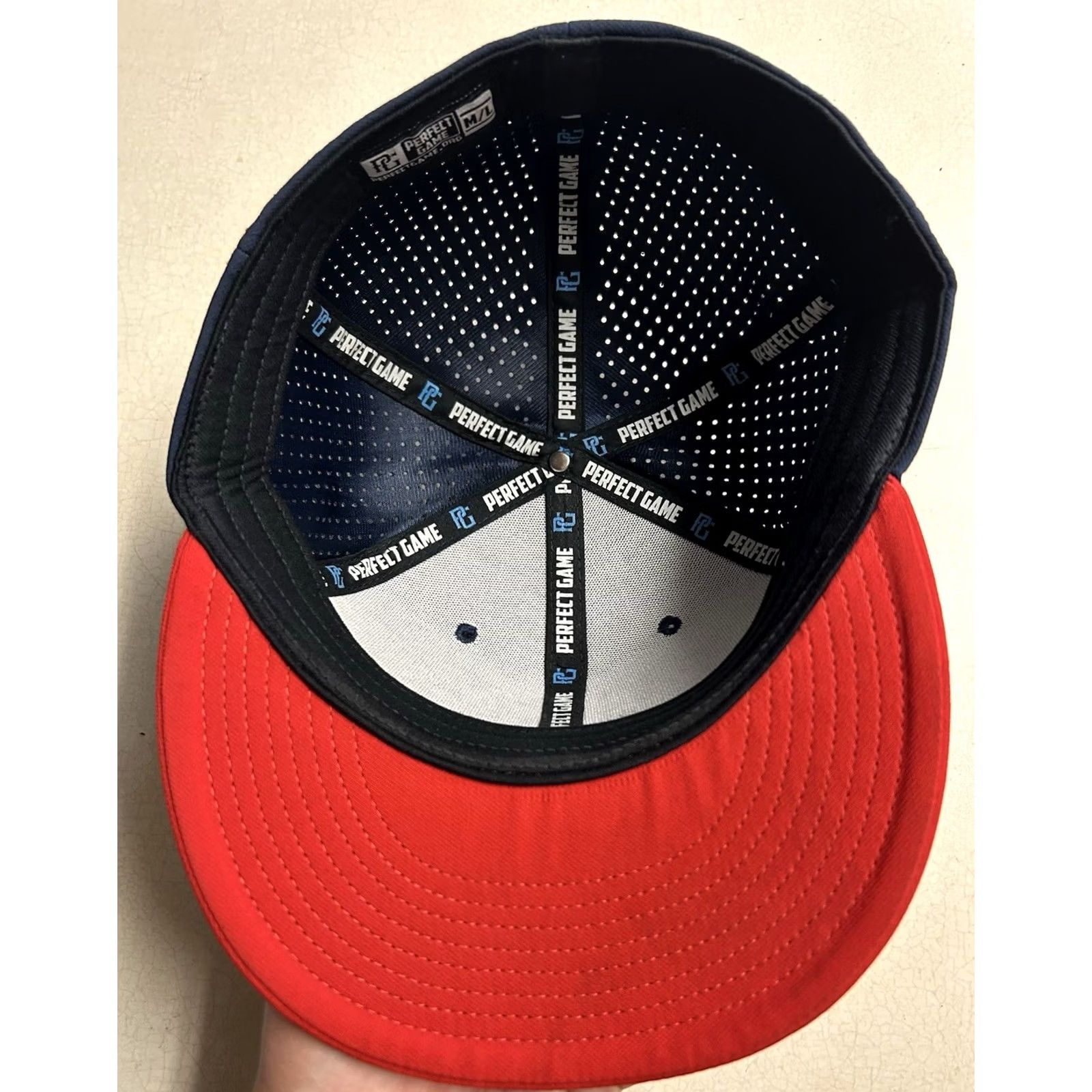 Vintage Patriotic Perfect Game Navy Red Fitted Hat M/L Baseball Cap Mens Size M/L Size ONE SIZE - 7 Thumbnail
