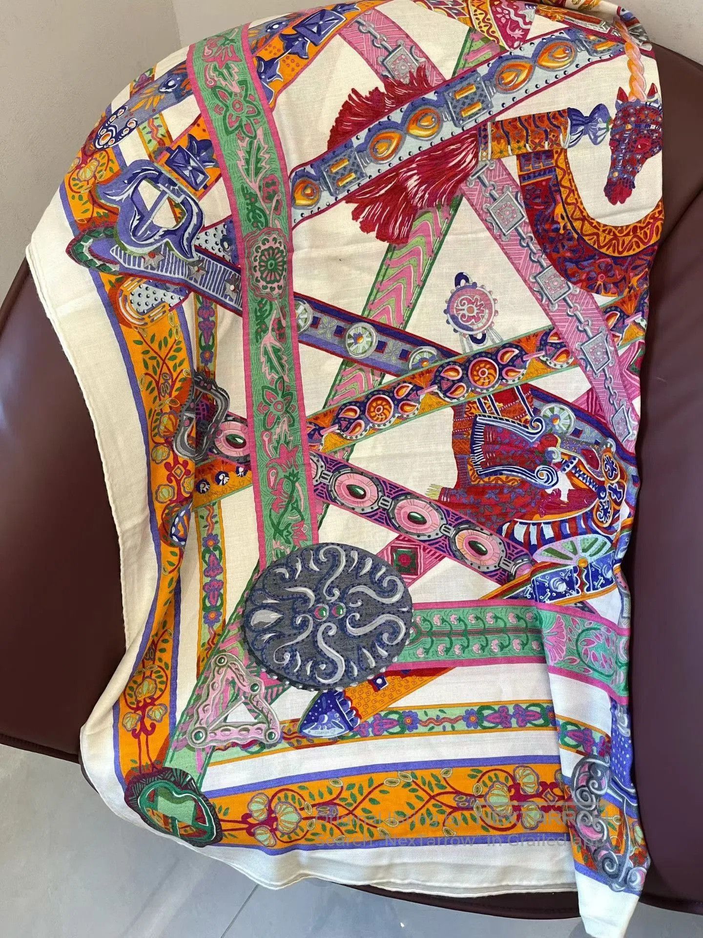 Hermes Hermès Unicorn Song Colorful Shawl. Size ONE SIZE - 5 Thumbnail