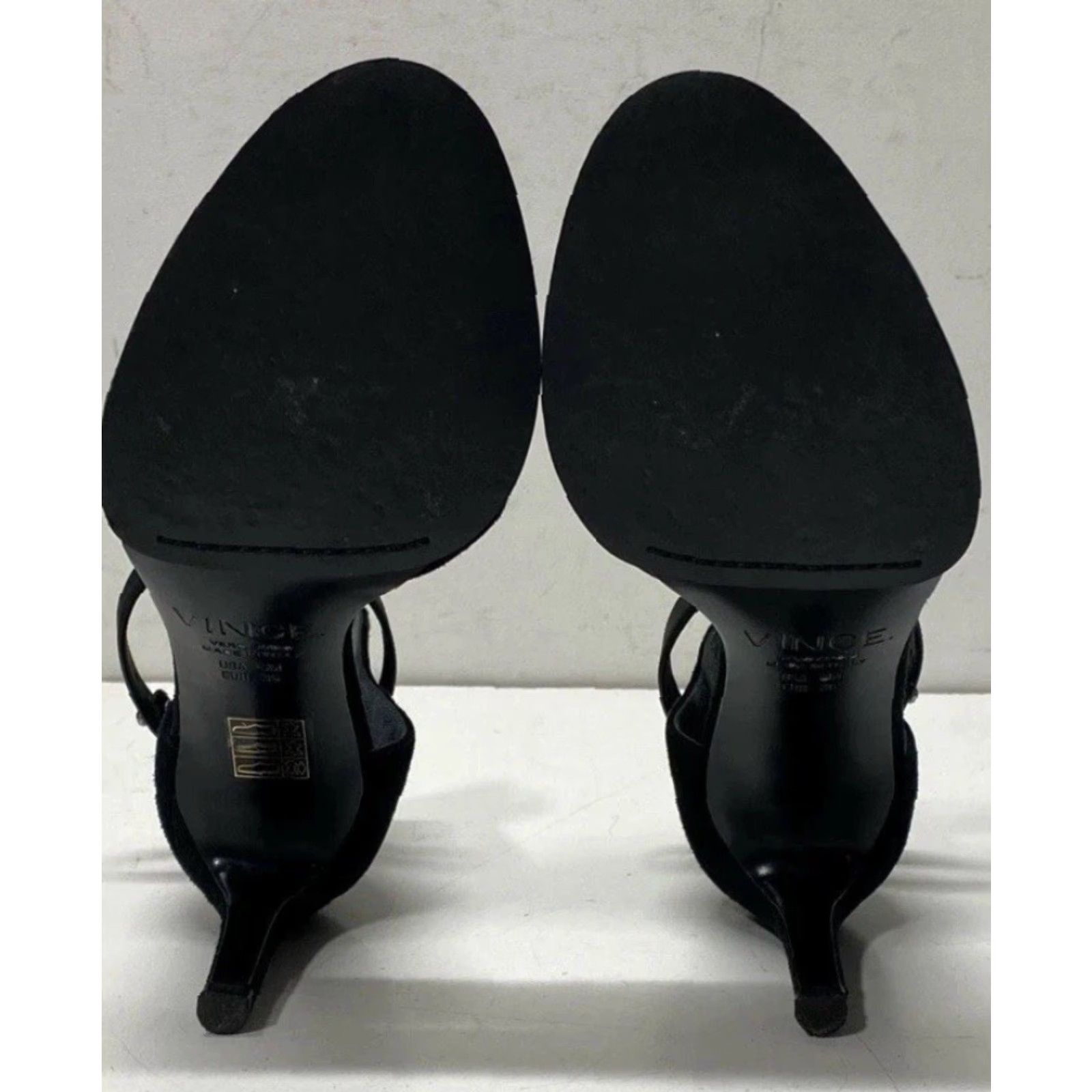 Vince Vince Heels Women Strappy Open Toe Open Toe Buckle Adjustable Strap Suede Leather Lining Black 36 EU 6 US 3.5 UK -- Size US 6 / IT 36 - 6 Thumbnail