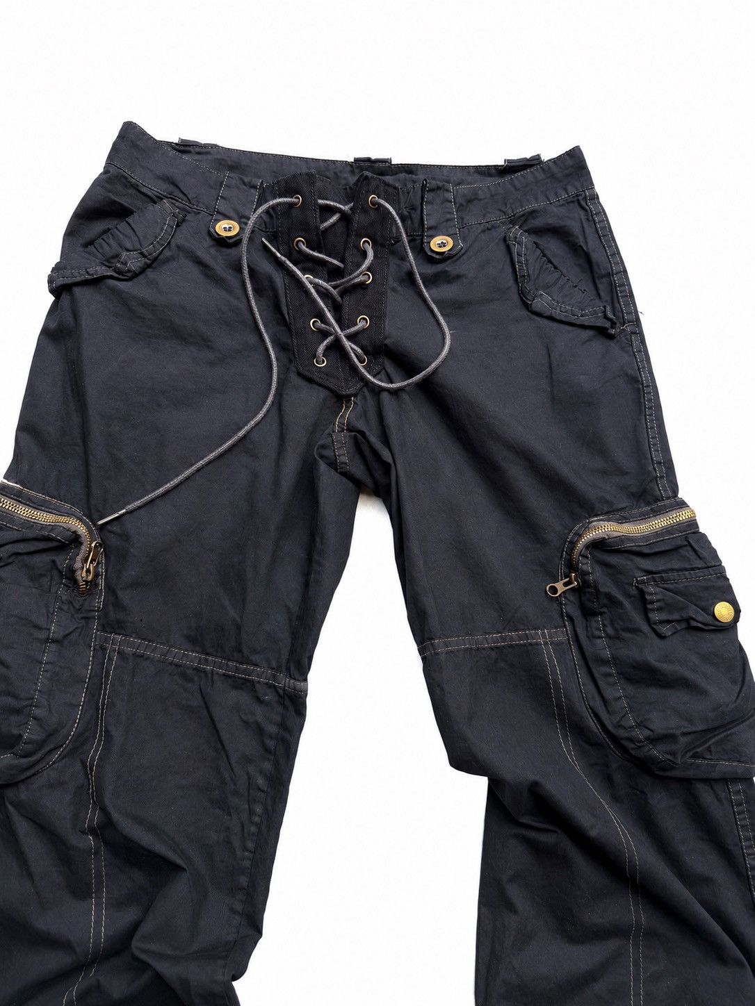 Japanese Brand Vertgarments Lace up flare cargo pants Size US 29 - 4 Thumbnail