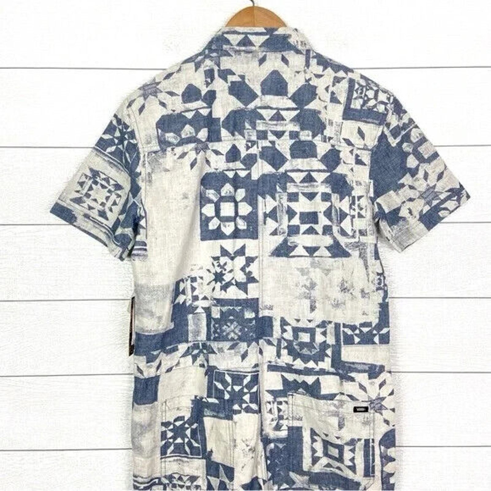 Vans VANS MORO BLUE & WHITE PATCHWORK BUTTON UP COVERALLS SZ XS Size 36" / US 14 / IT 50 - 4 Thumbnail