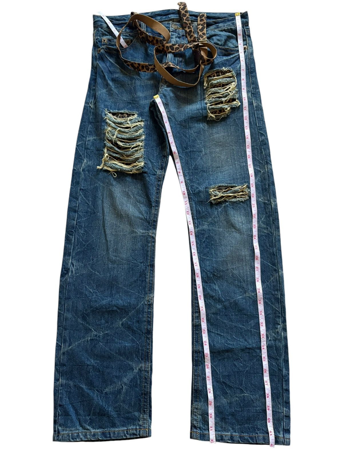 Japanese Brand SALES🔥Vintage Japanese Brand Leopard Patch Baggy Jeans Size 33" - 13 Thumbnail