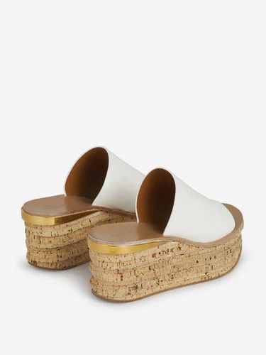 Chloe o1y0825 Wedge Heel Slippers in White Size US 11 / IT 41 - 4 Thumbnail