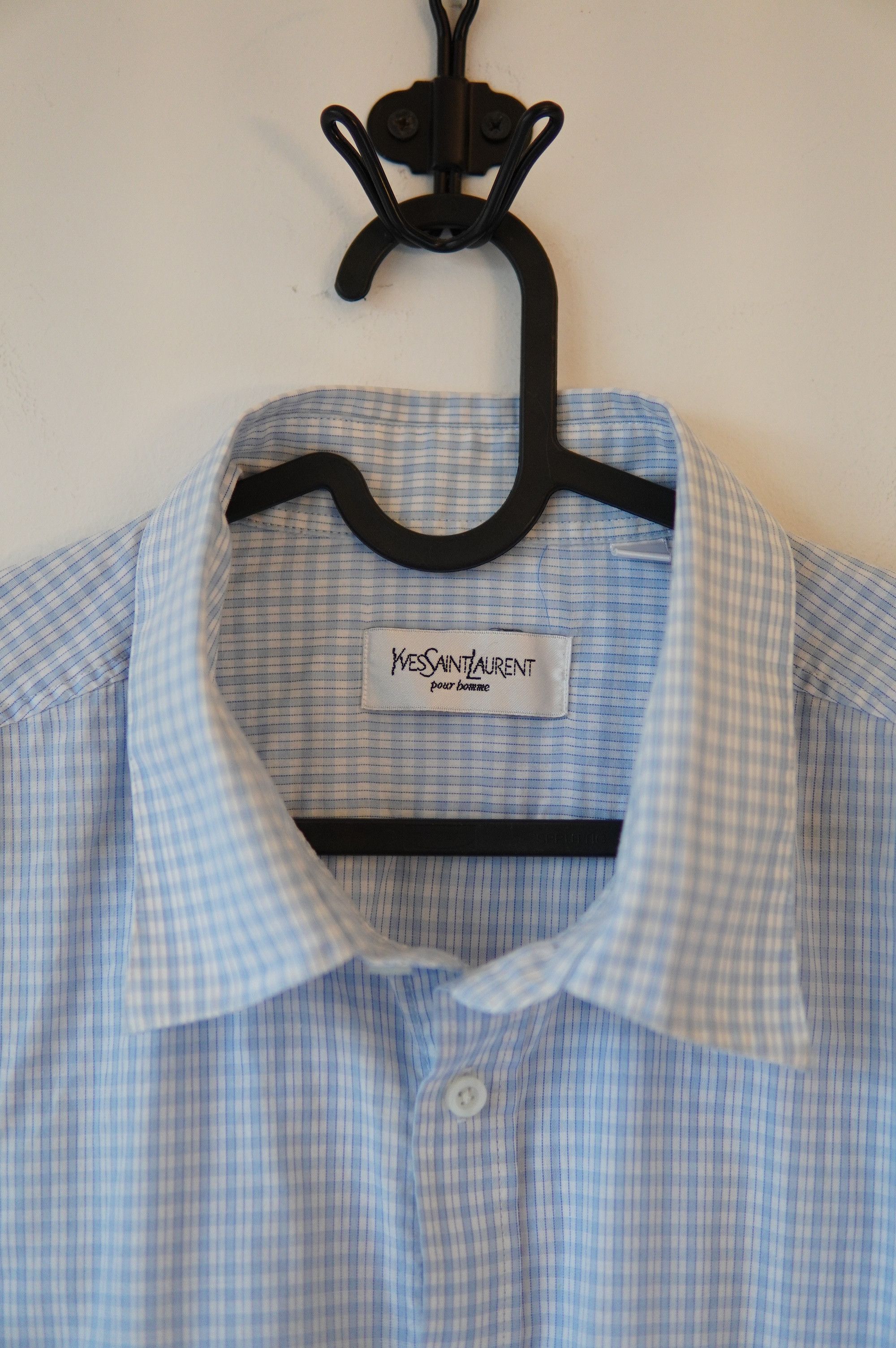 Saint Laurent Paris YSL Saint Lauren Checkered Oversized Blue Shirt Size US XXL / EU 58 / 5 - 4 Thumbnail