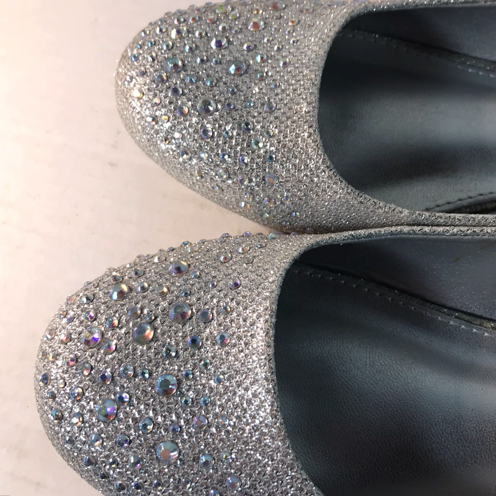 Vintage Hotcakes Orleans Silver Sequin Rhinestone Ballet Flats Women's Size 6.5M Dressy Slip-On Flat Size US 6.5 / IT 36.5 - 2 Thumbnail