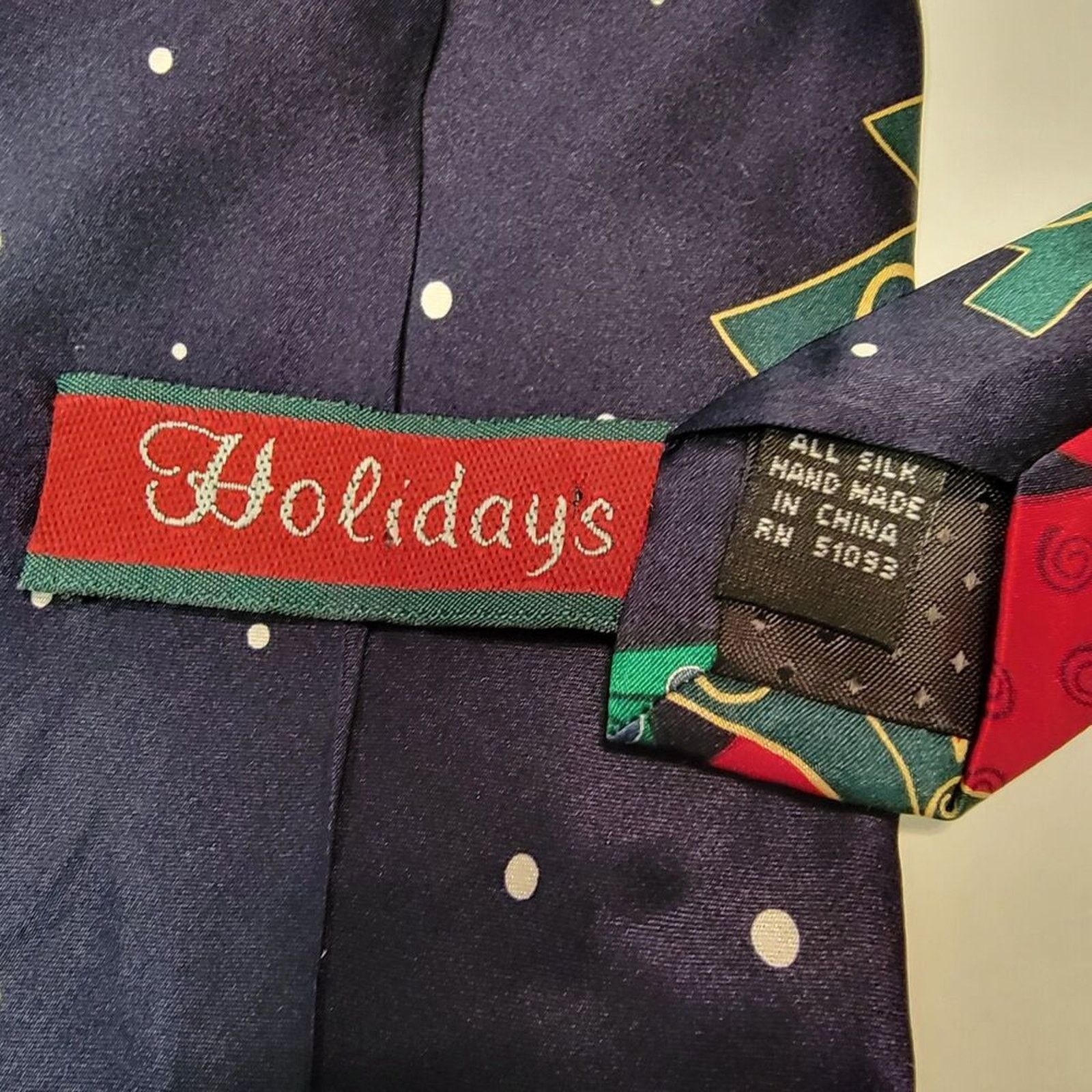Other Holidays Christmas Tie- Red and Green Trees- All Silk Size ONE SIZE - 4 Thumbnail