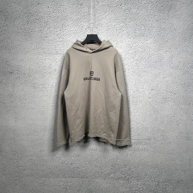 Balenciaga Balenciaga Cement grey mosaic logo destroyed hooded sweats Size US XXS / EU 40 - 1 Thumbnail