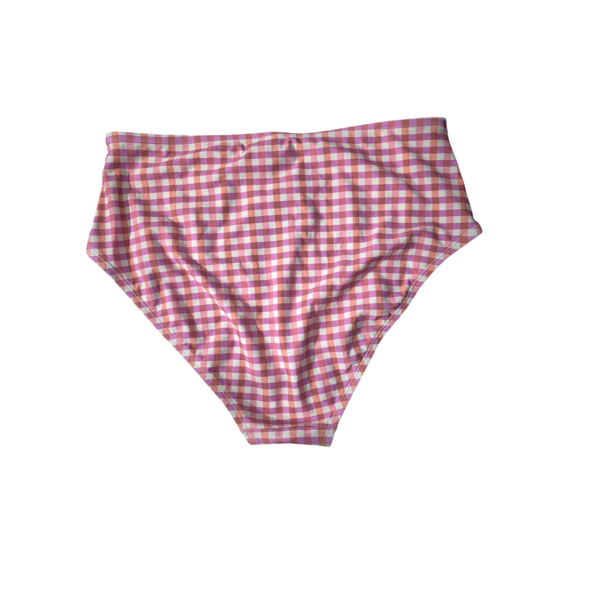 Other Womens High-Waist Pink & Orange Gingham Bikini Bottoms By Ko Size ONE SIZE - 2 Thumbnail