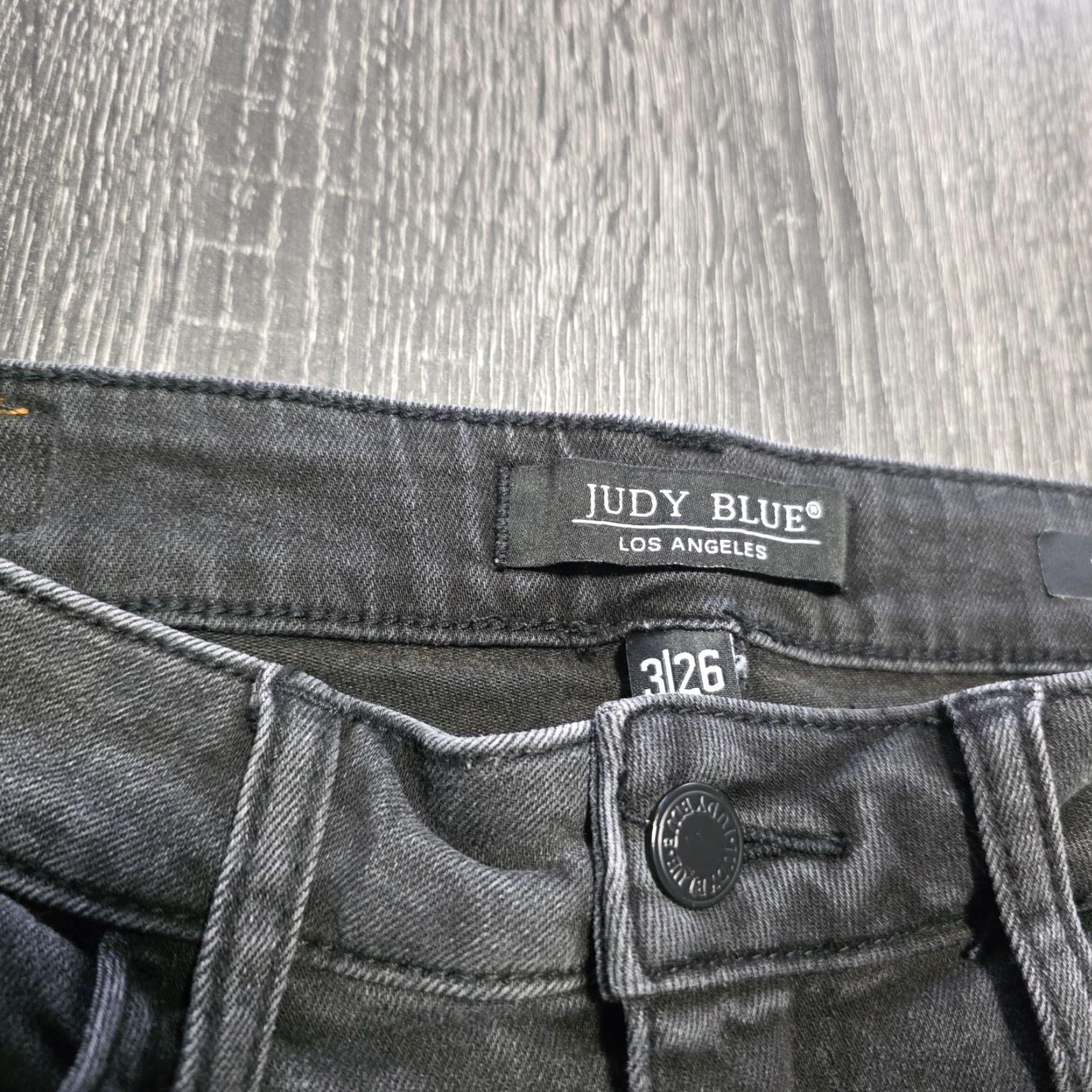 Vintage Judy Blue Jeans Womens Bellbottom High Rise Flared 26x33 Black Stretch Elastic Pockets 3/26 Juniors Size 26" / US 2 / IT 38 - 7 Thumbnail
