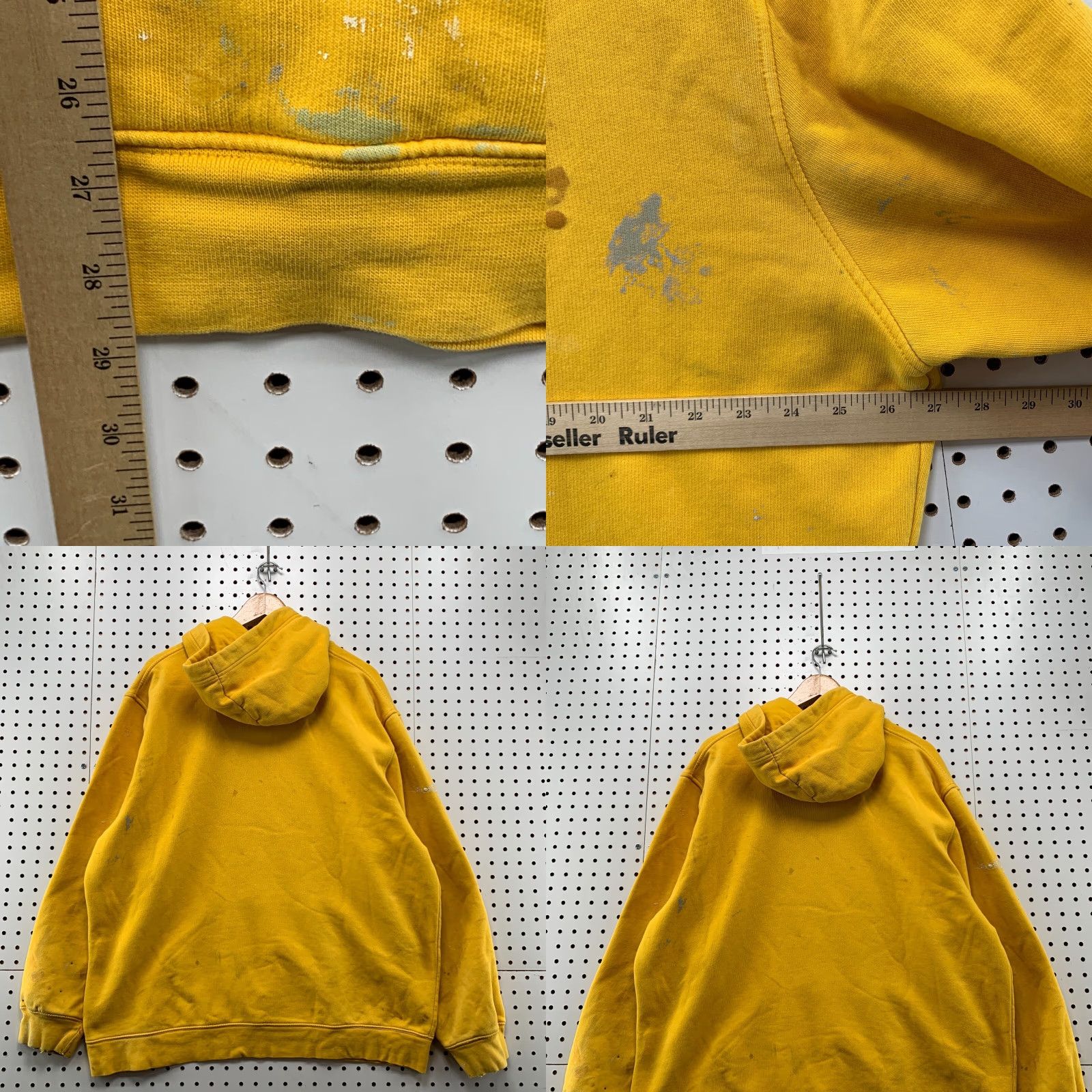 Nike VINTAGE Nike Hoodie Mens XL Yellow Swoosh Distressed Paint 27x28.5 Pullover Sweatshirt Size US XL / EU 56 / 4 - 10 Thumbnail