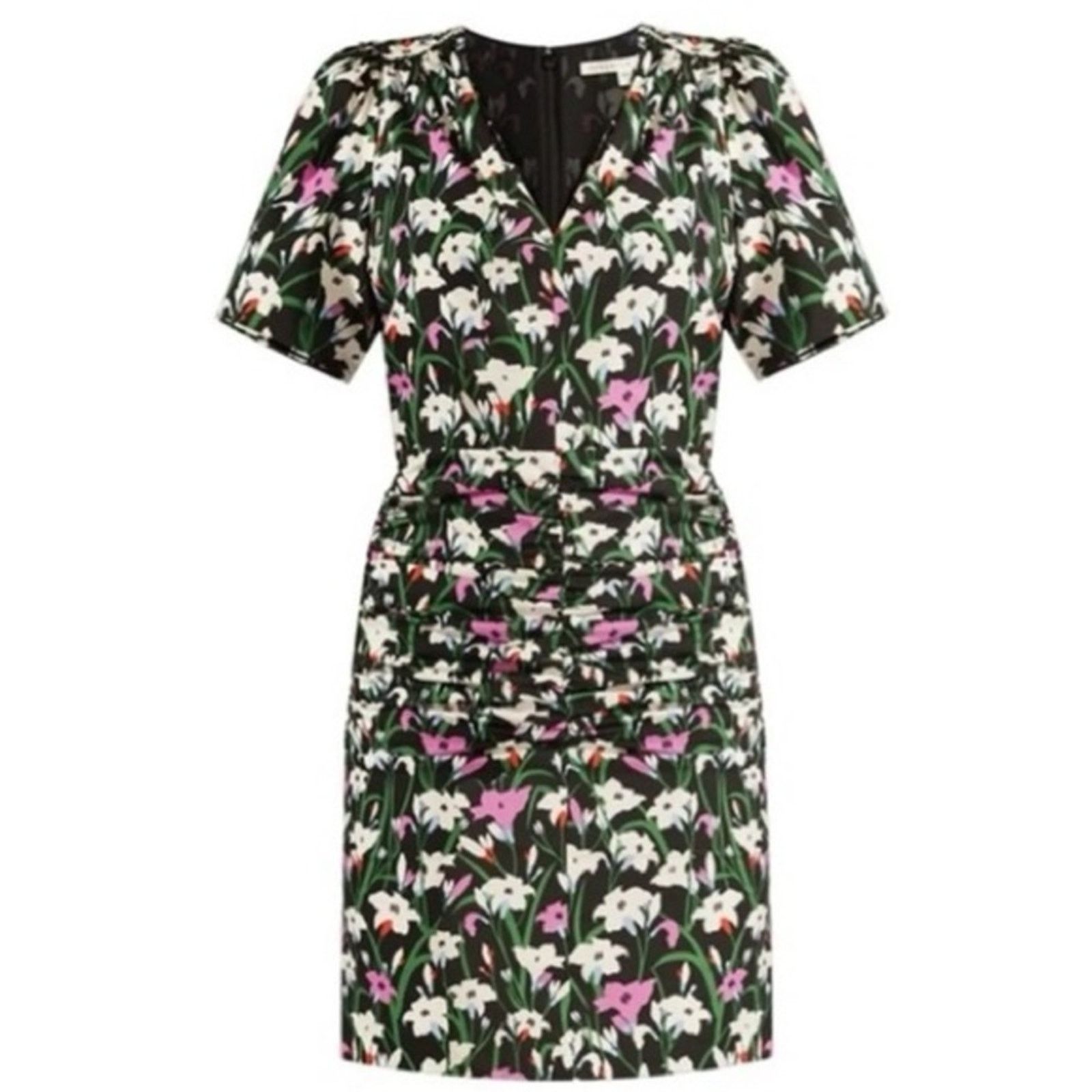 Veronica Beard Veronica Beard $495 Janis Floral Ruched Mini Dress Black 2 Size XS / US 0-2 / IT 36-38 - 3 Thumbnail