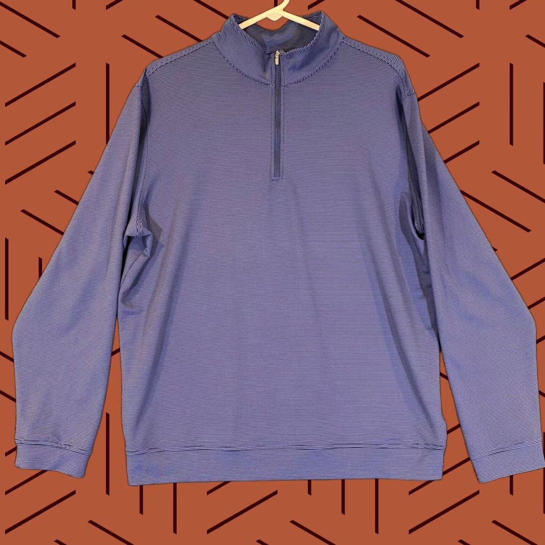 Vintage MAGASCHONI Pullover Men Large Blue Striped 1/4 Zip Light Stretch Preppy Mens Size US L / EU 52-54 / 3 - 1 Thumbnail