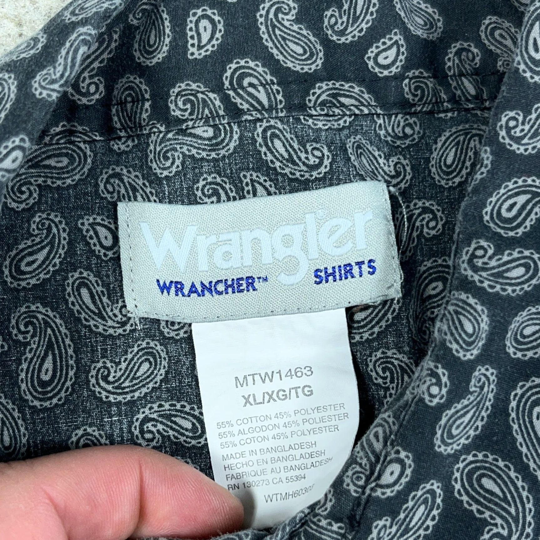 Wrangler Wrangler Western Shirt Men XL Gray Paisley Pearl Snap Button Up Cowboy Wrancher Mens Size US XL / EU 56 / 4 - 4 Thumbnail