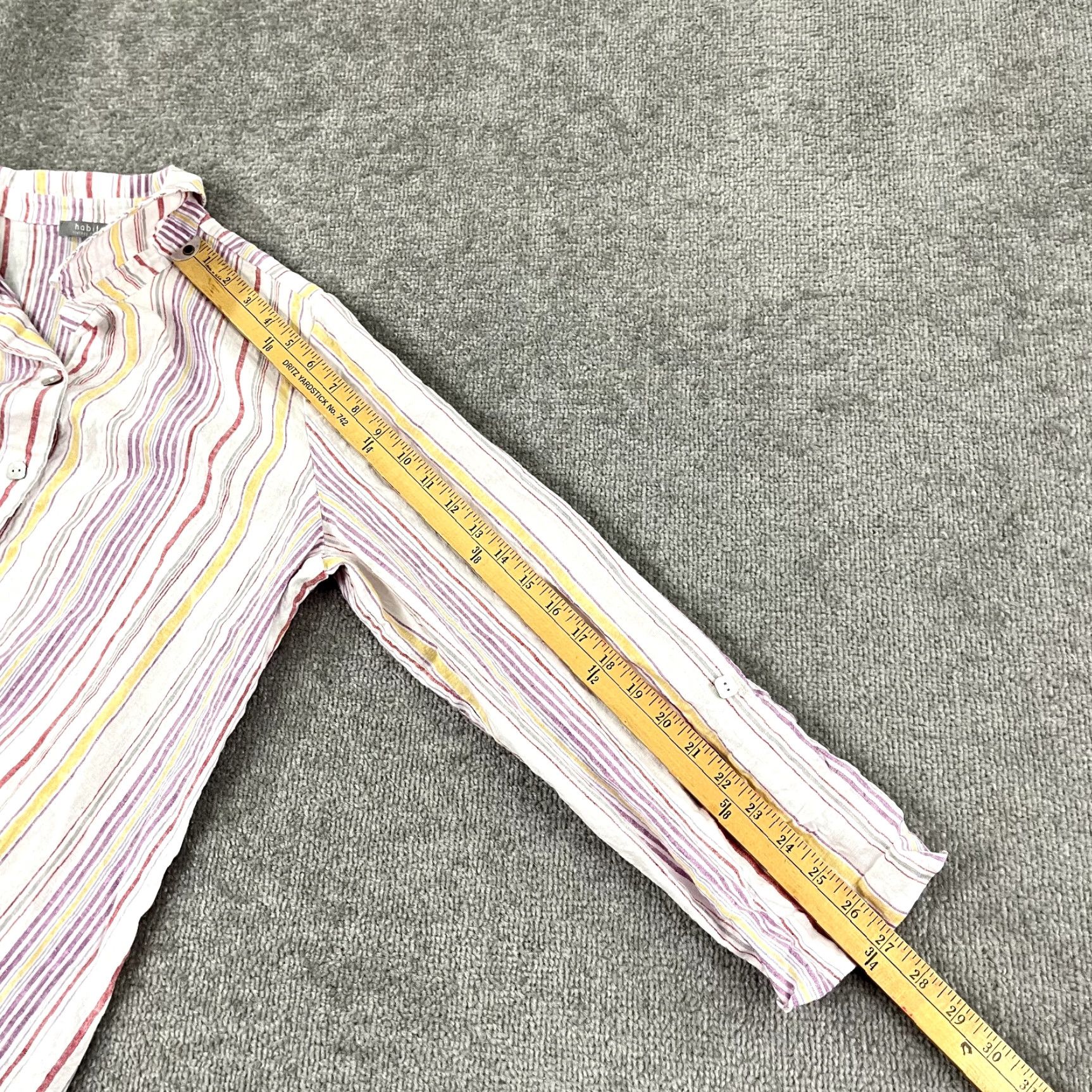 Habitat Habitat Shirt Womens M Striped Linen Cotton Blend Roll Tab Tunic Top Casual Travel Workwear Modern Classic Outdoors Size M / US 6-8 / IT 42-44 - 5 Thumbnail
