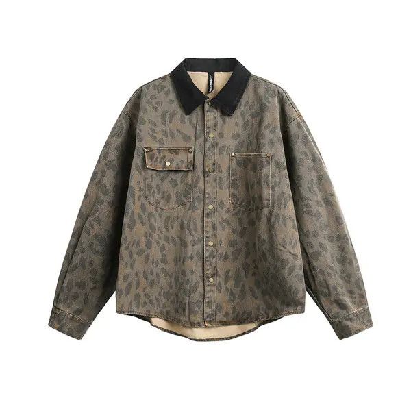 Other Minako x Naoko Leopard Print Denim Shirt with Black Collar Size US L / EU 52-54 / 3 - 7 Thumbnail
