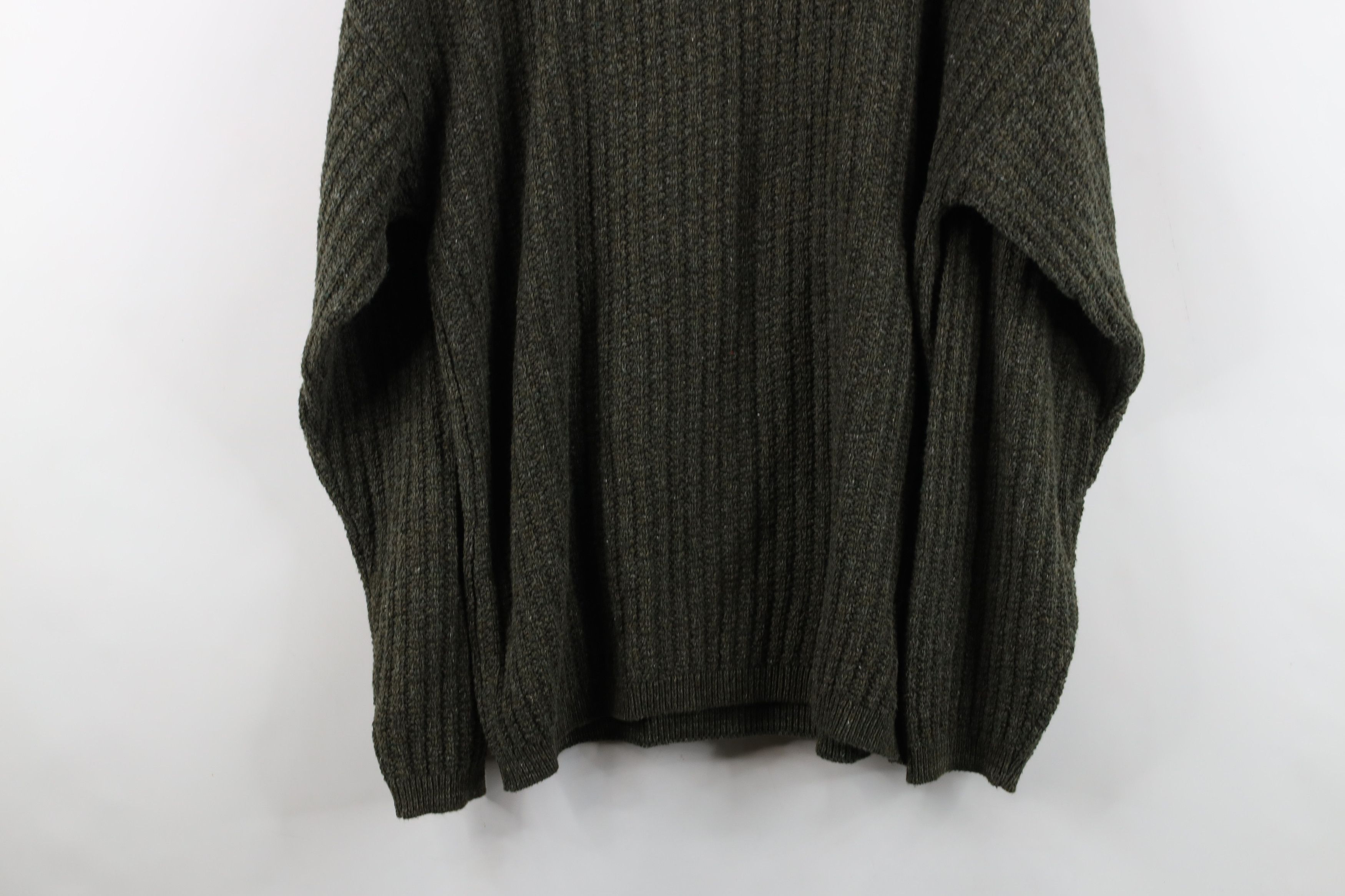 Vintage Vintage 90s Streetwear Ribbed Knit Henley Sweater Green USA Size US L / EU 52-54 / 3 - 9 Thumbnail