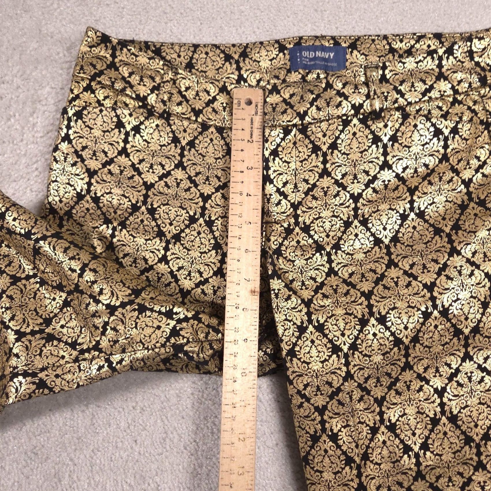Old Navy Old Navy Pixie Pants Womens 8 Gold Brocade Floral Ankle Slim Stretch Holiday Size 30" / US 8 / IT 44 - 6 Thumbnail