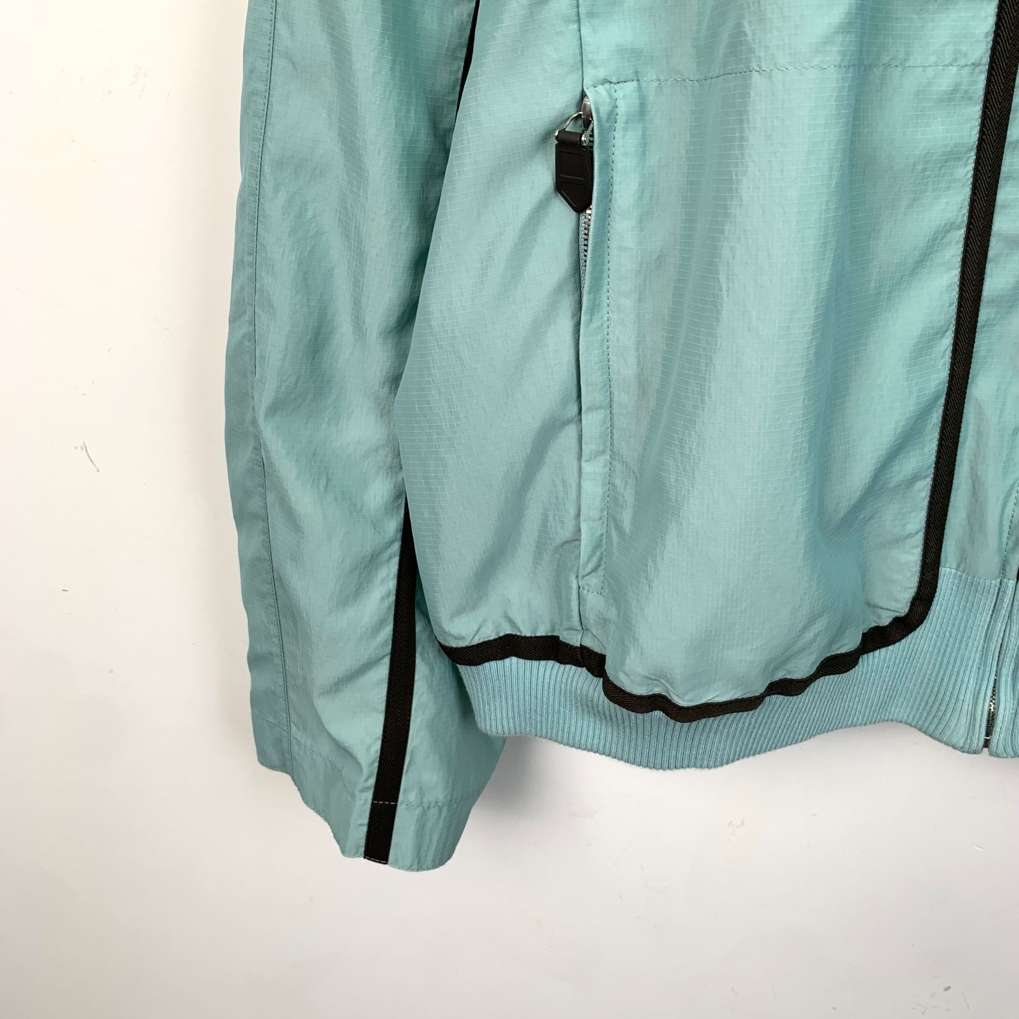 Hermes Hermès Light Blue Hooded Jacket With Black Geometric Lines & Size US M / EU 48-50 / 2 - 6 Thumbnail