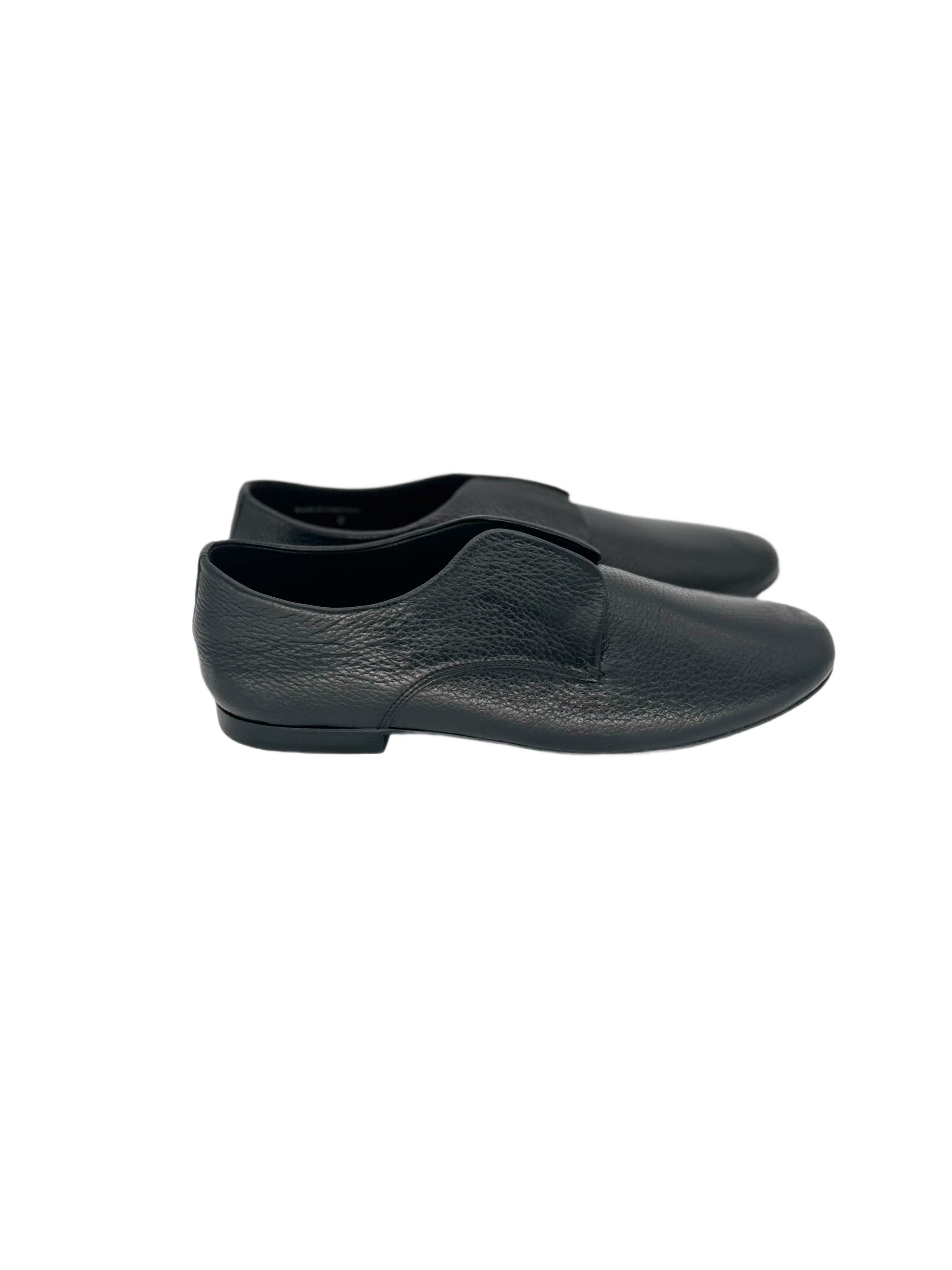 Lanvin Lanvin Black Grain Leather Slip On Derby Style Shoe Size US 6 / EU 39 - 2 Thumbnail