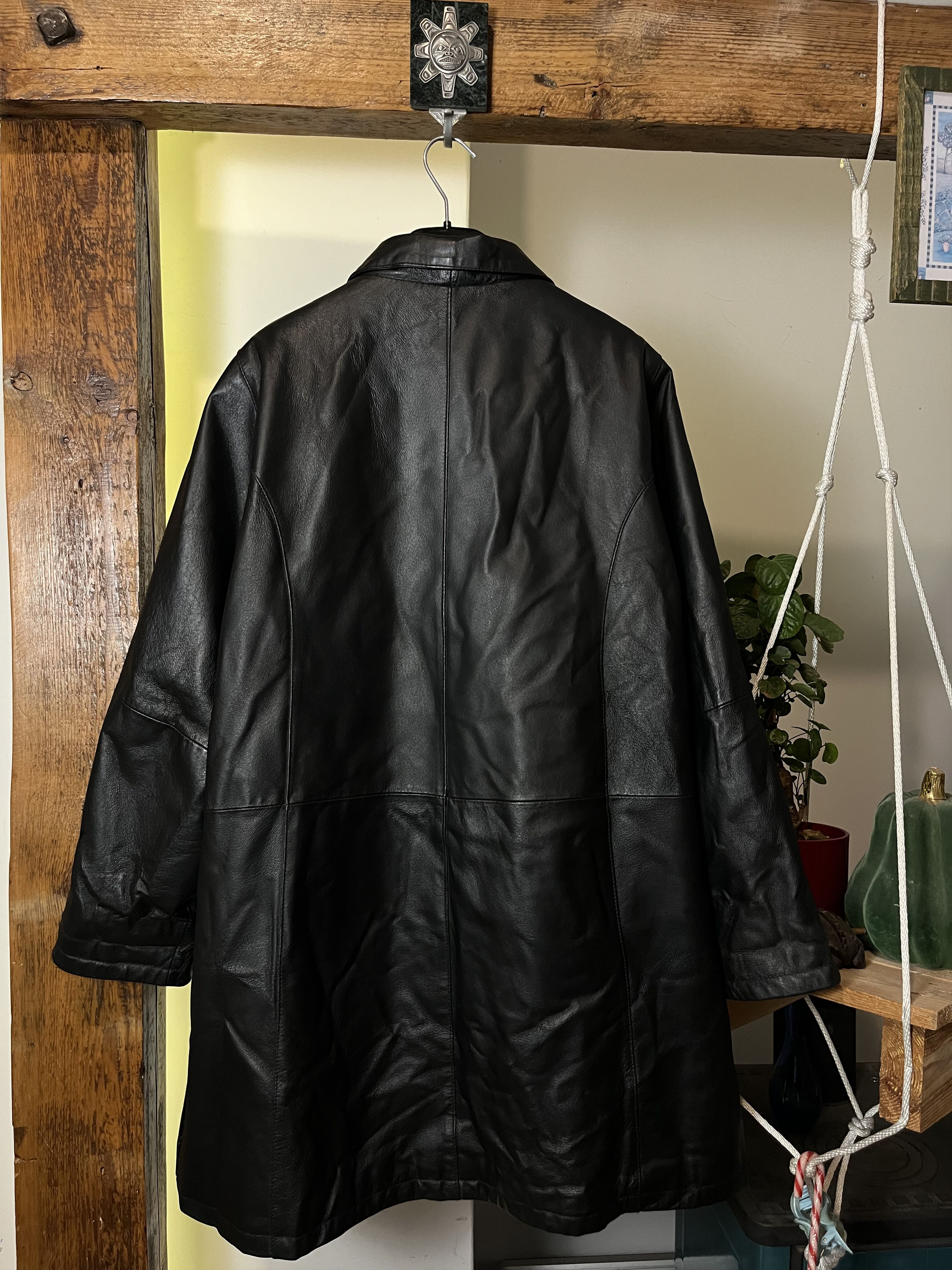 Genuine Leather × Vintage 90s Opium Real Leather Vintage Coat Jacket Size US L / EU 52-54 / 3 - 2 Thumbnail